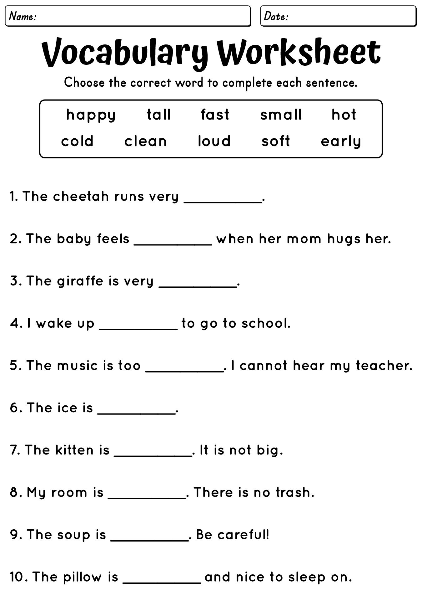 English Language Arts Worksheets for 2nd Graders