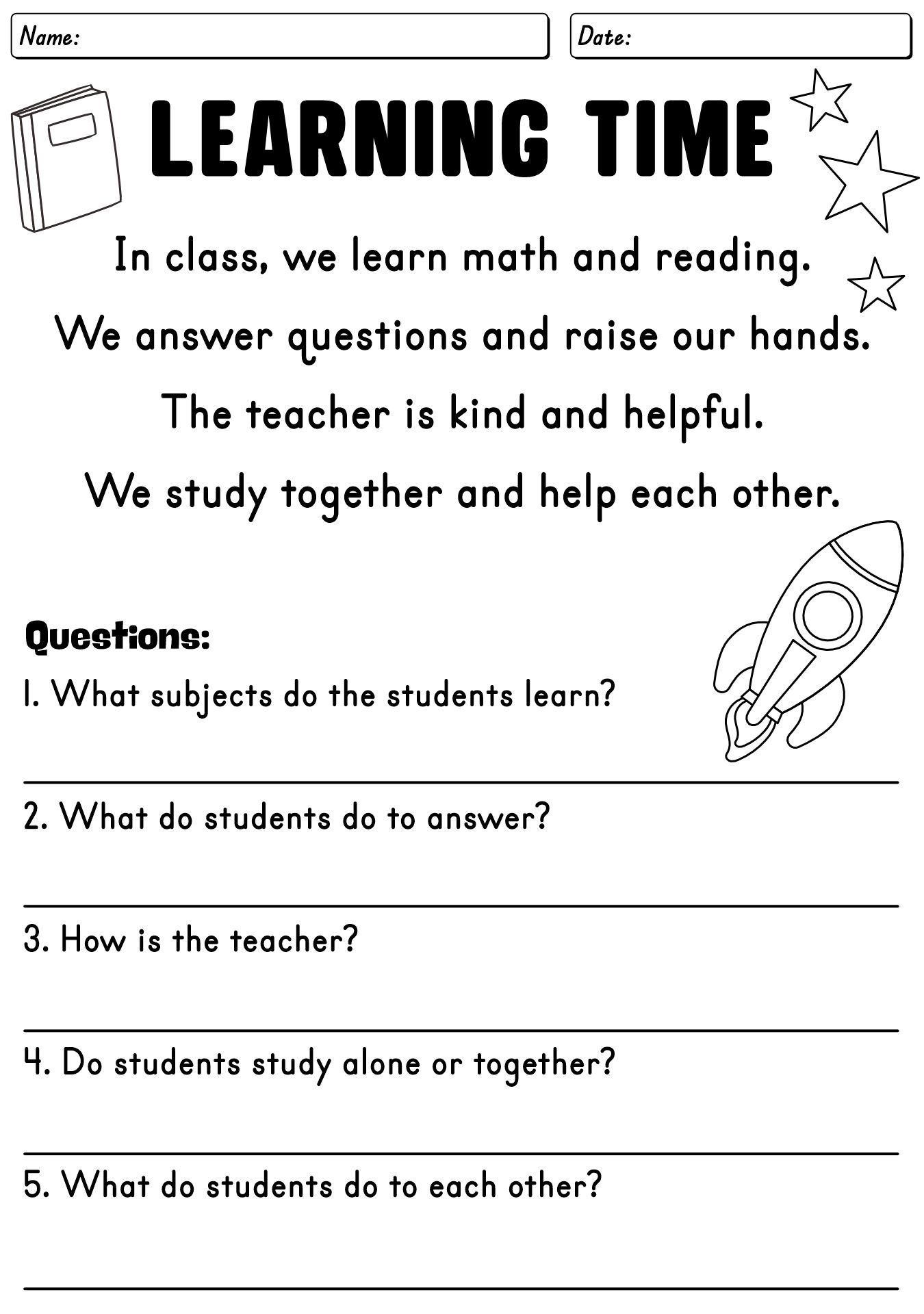 ESL Second Grade Reading Exercises