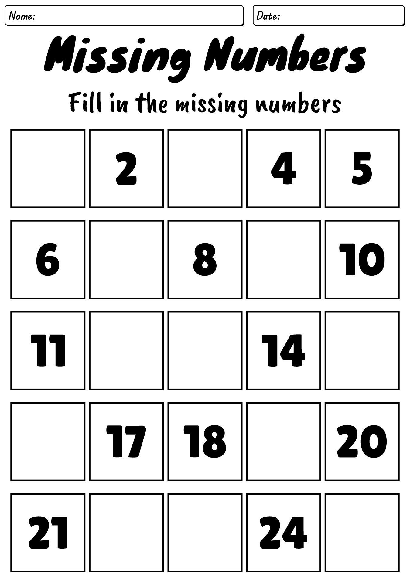 Find the Missing Number Kindergarten Math Sheets