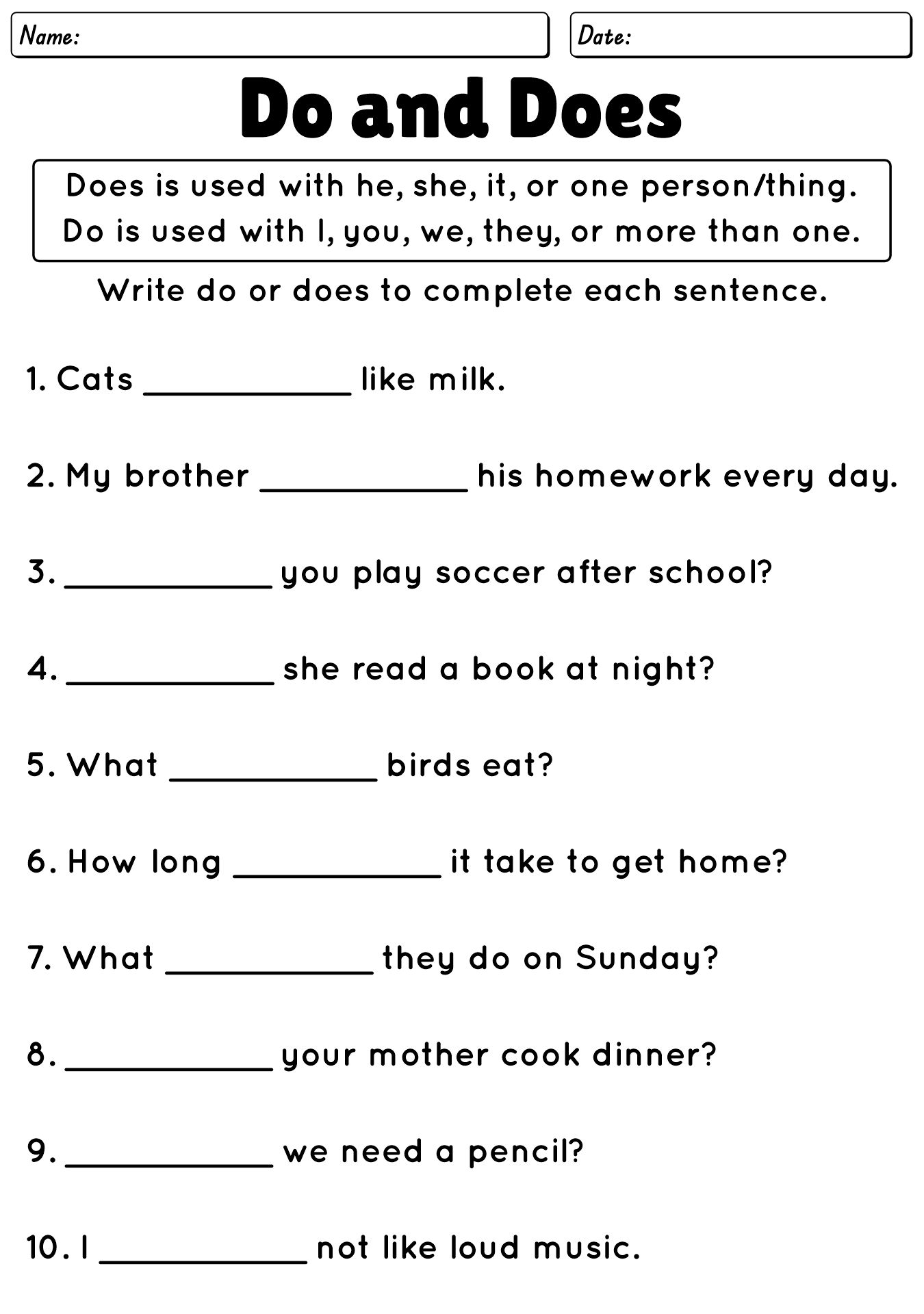 Grade 2 Grammar & Writing Worksheets