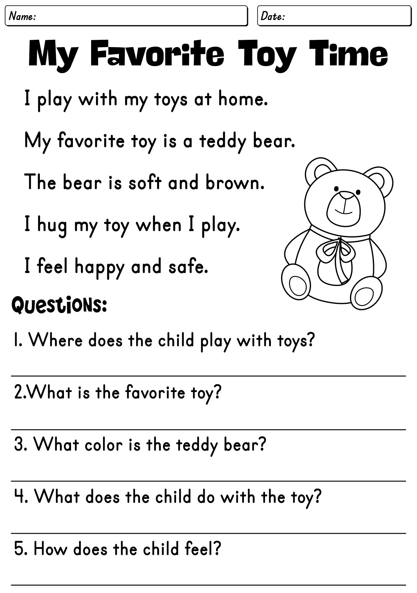 Grade 2 Reading Comprehension Worksheet