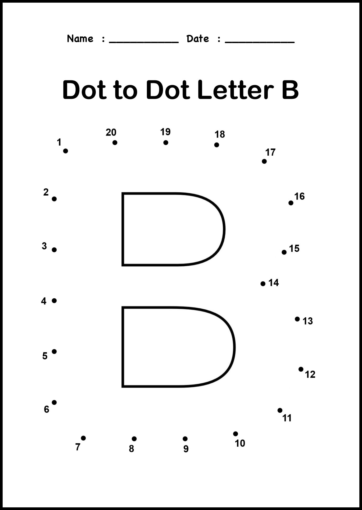 Interactive Kindergarten Dot to Dot Sheet