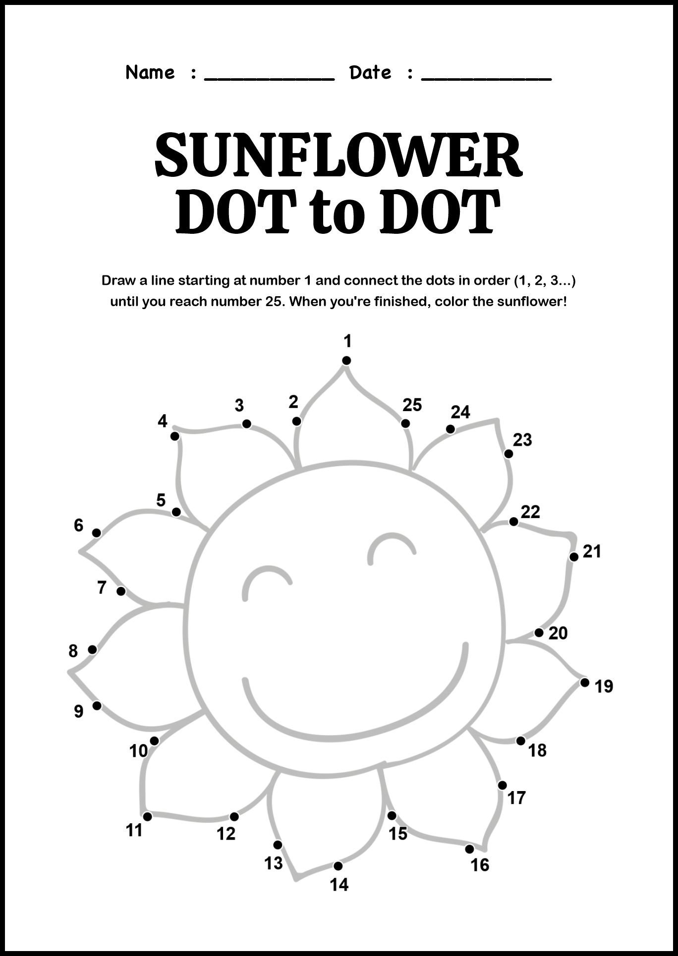Kindergarten Dot to Dot Coloring Worksheets