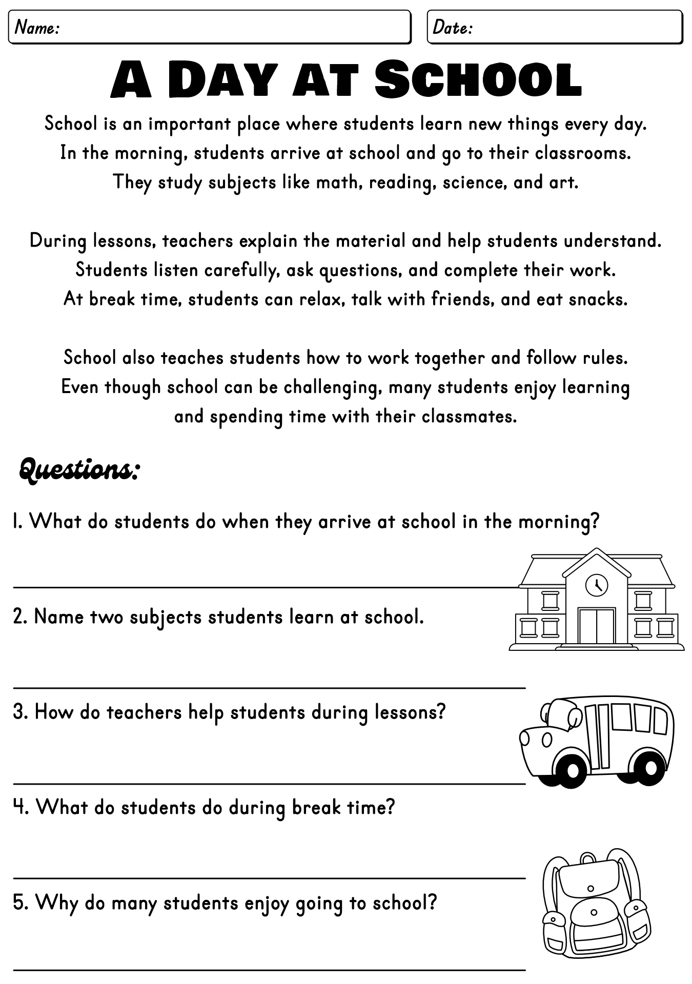 Kindergarten Reading Worksheets