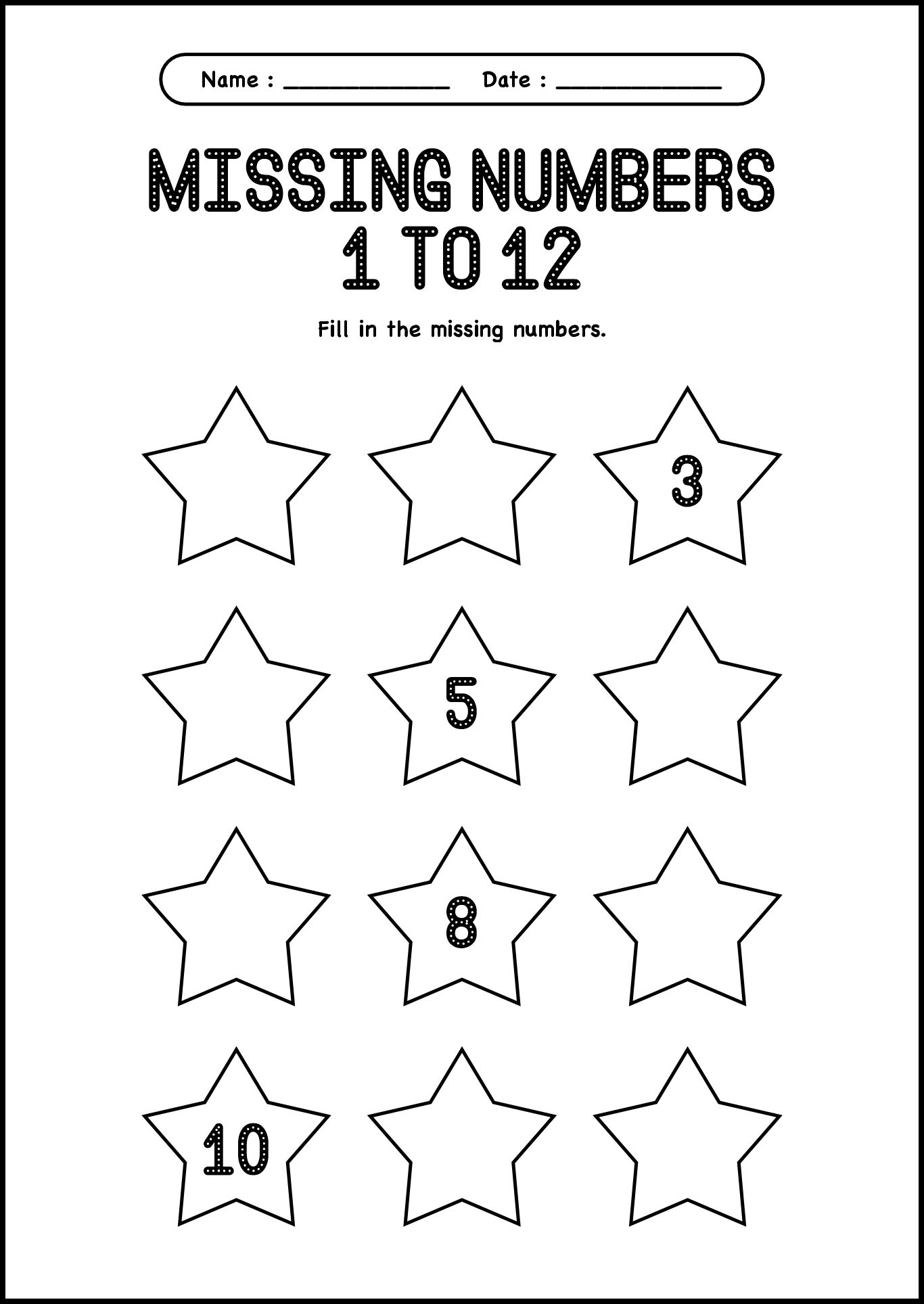 Missing Number Activities for Kindergarten