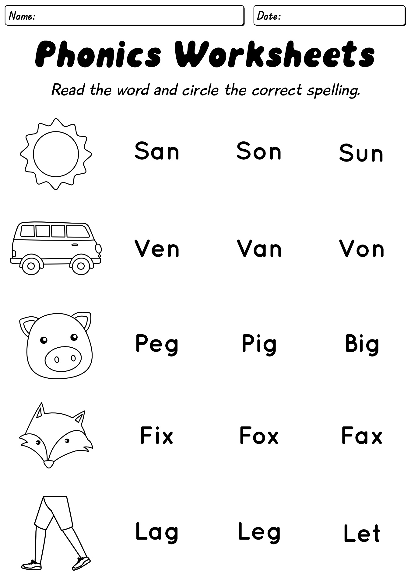 Phonics Worksheets For First Grade Readers