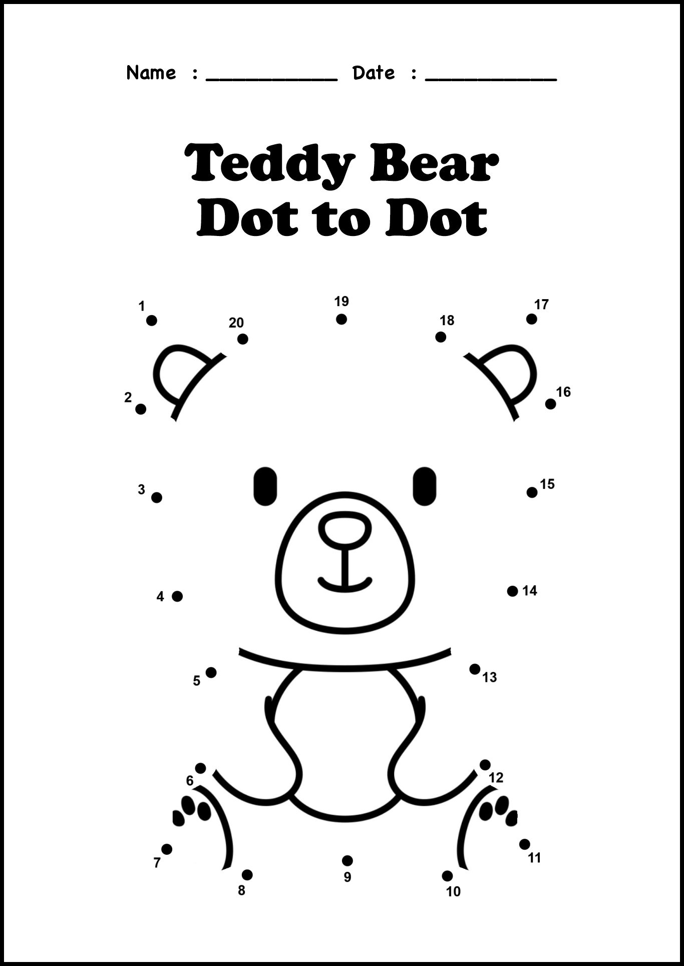 Printable Dot to Dot Classroom Activity