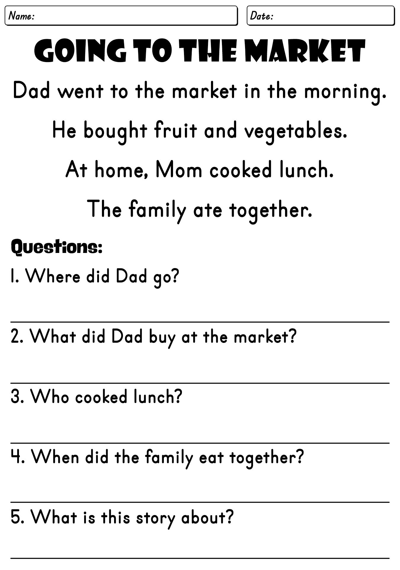 Printable English Worksheets for 2nd Grade Reading