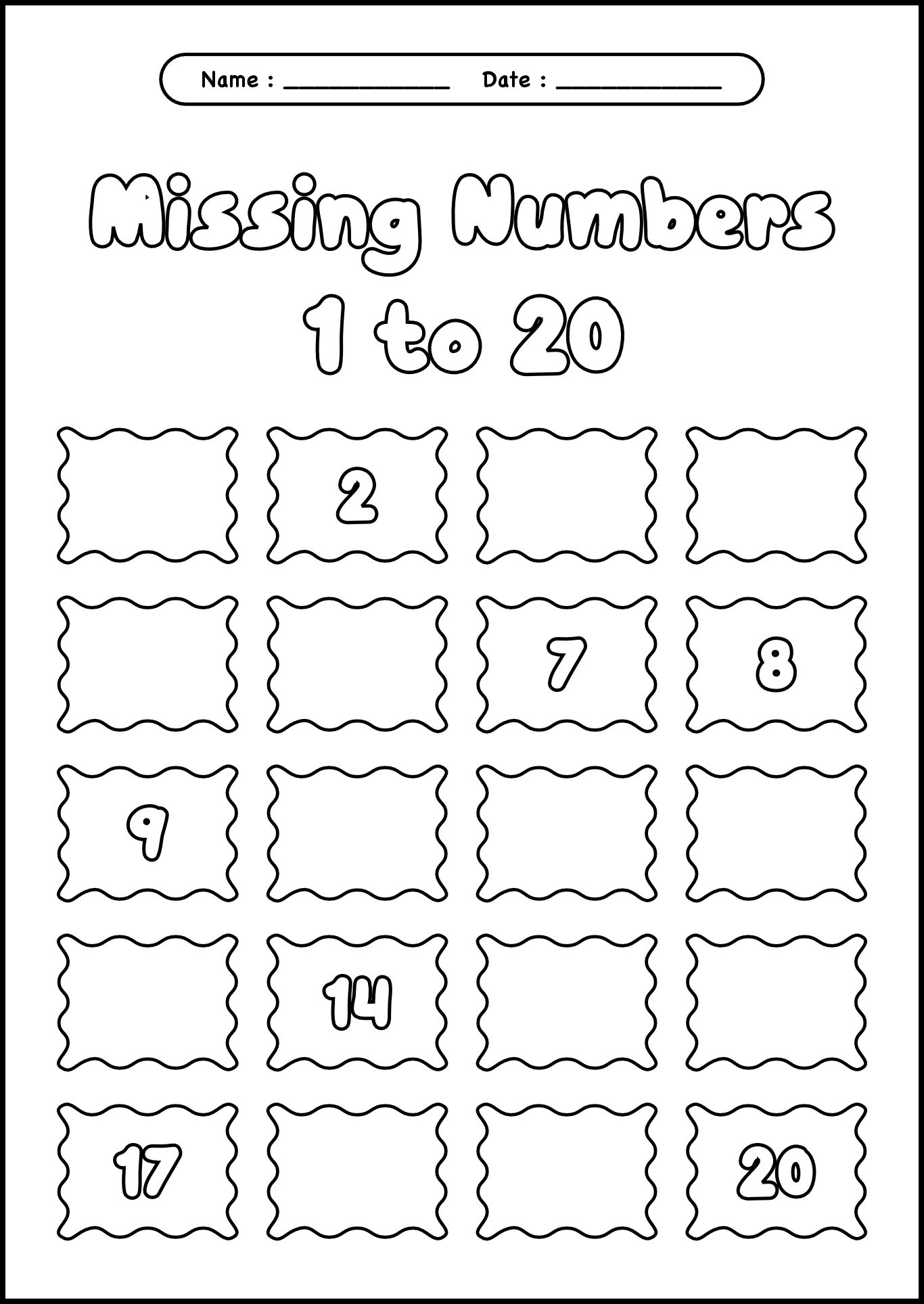 Printable Missing Number Sheets for Early Learners