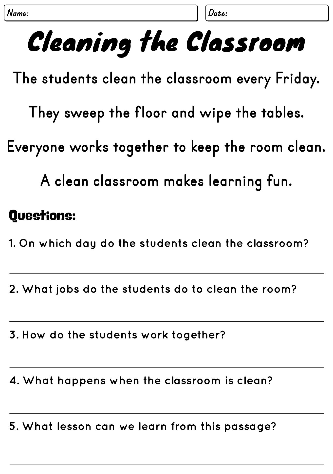 Reading Comprehension For Grade 2