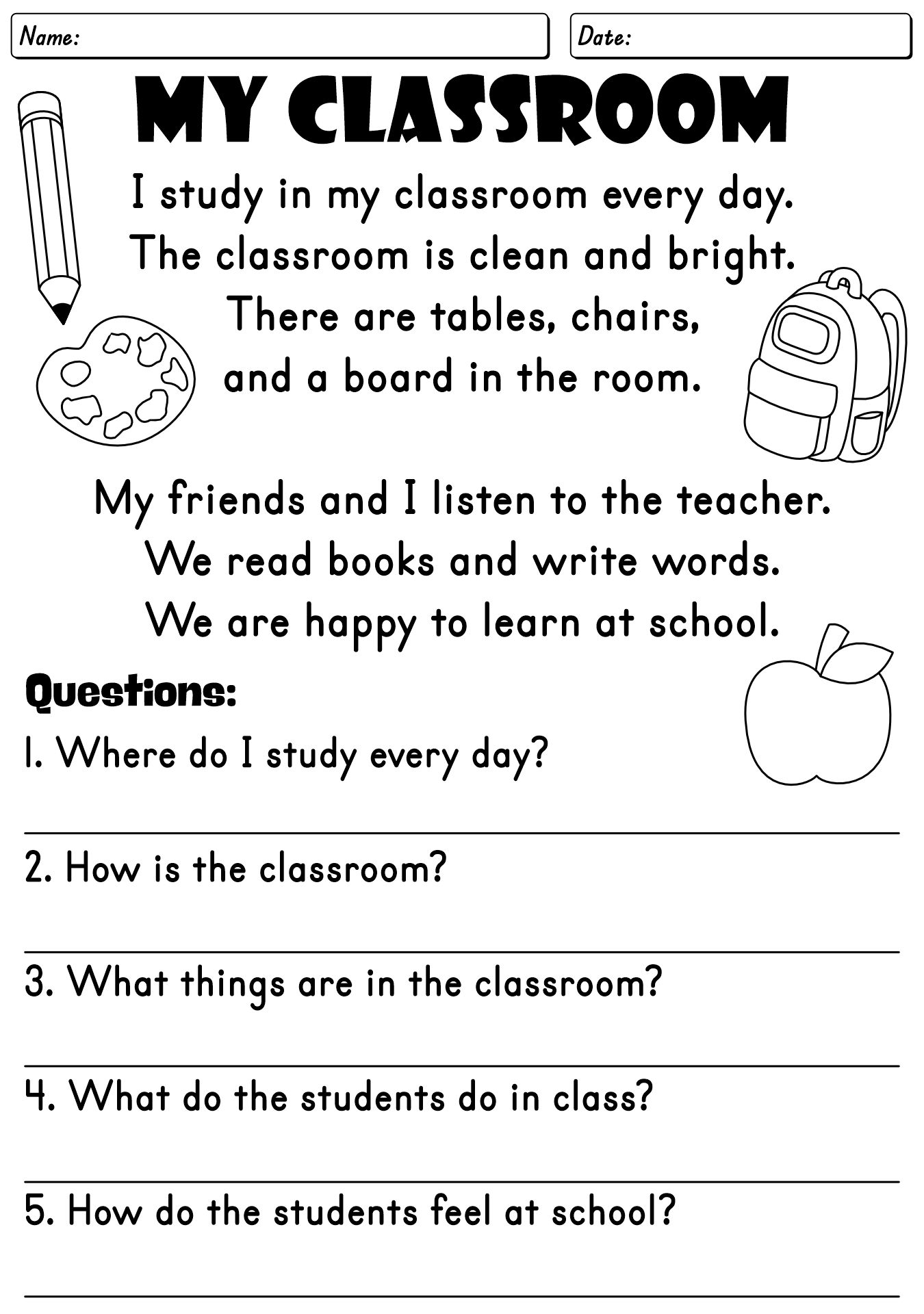 Reading Comprehension Worksheets For Kids