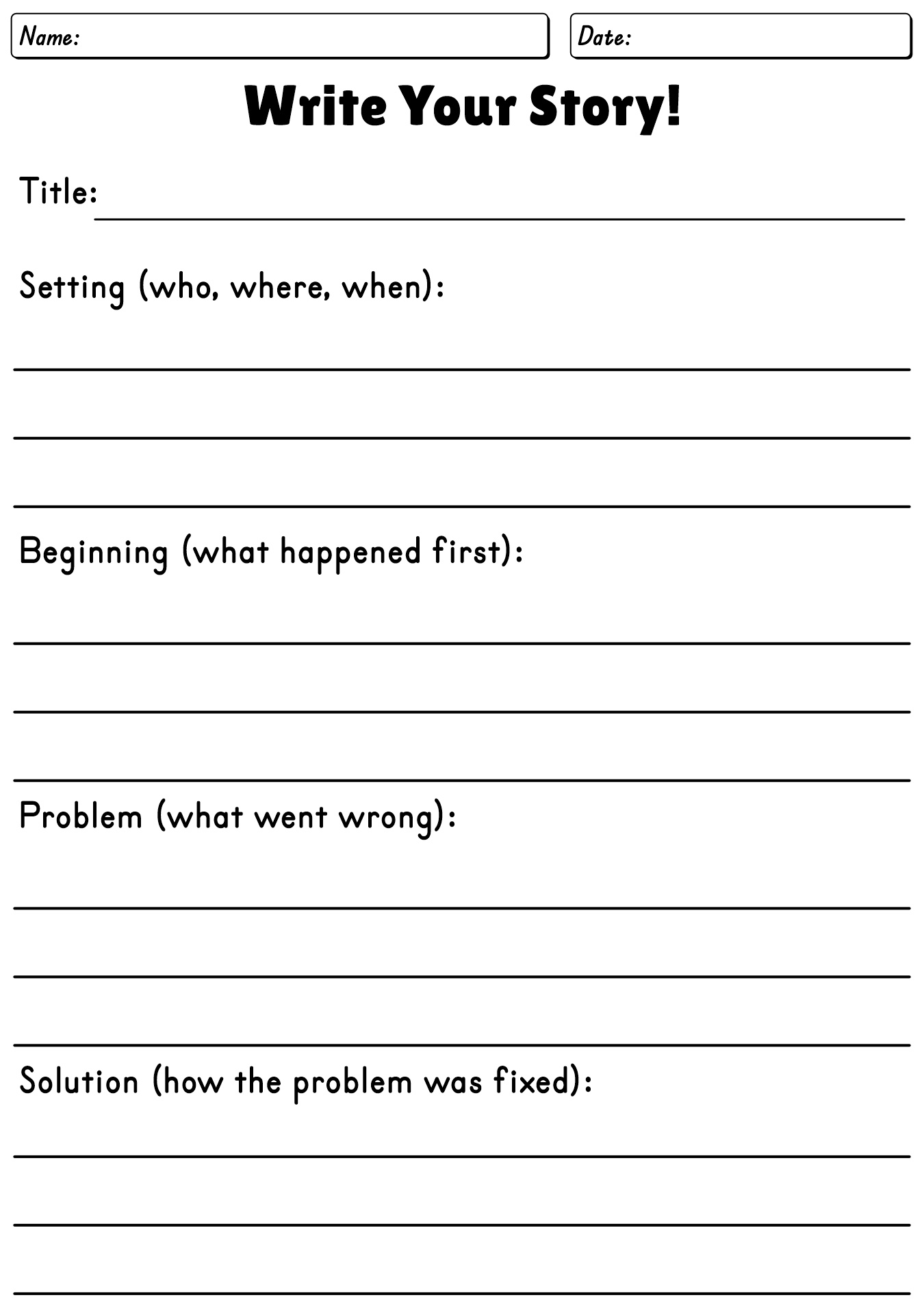 Short Story Writing Practice Template