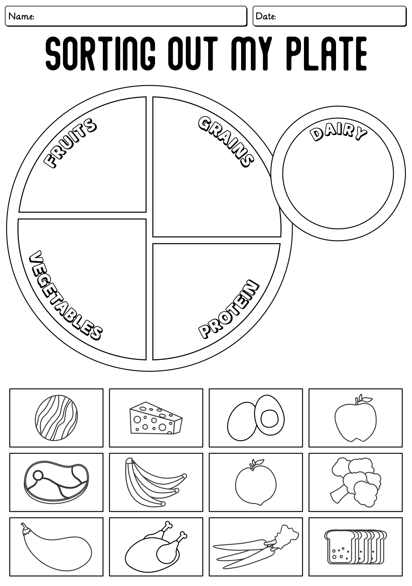 2nd Grade Healthy Plate Sorting Worksheet