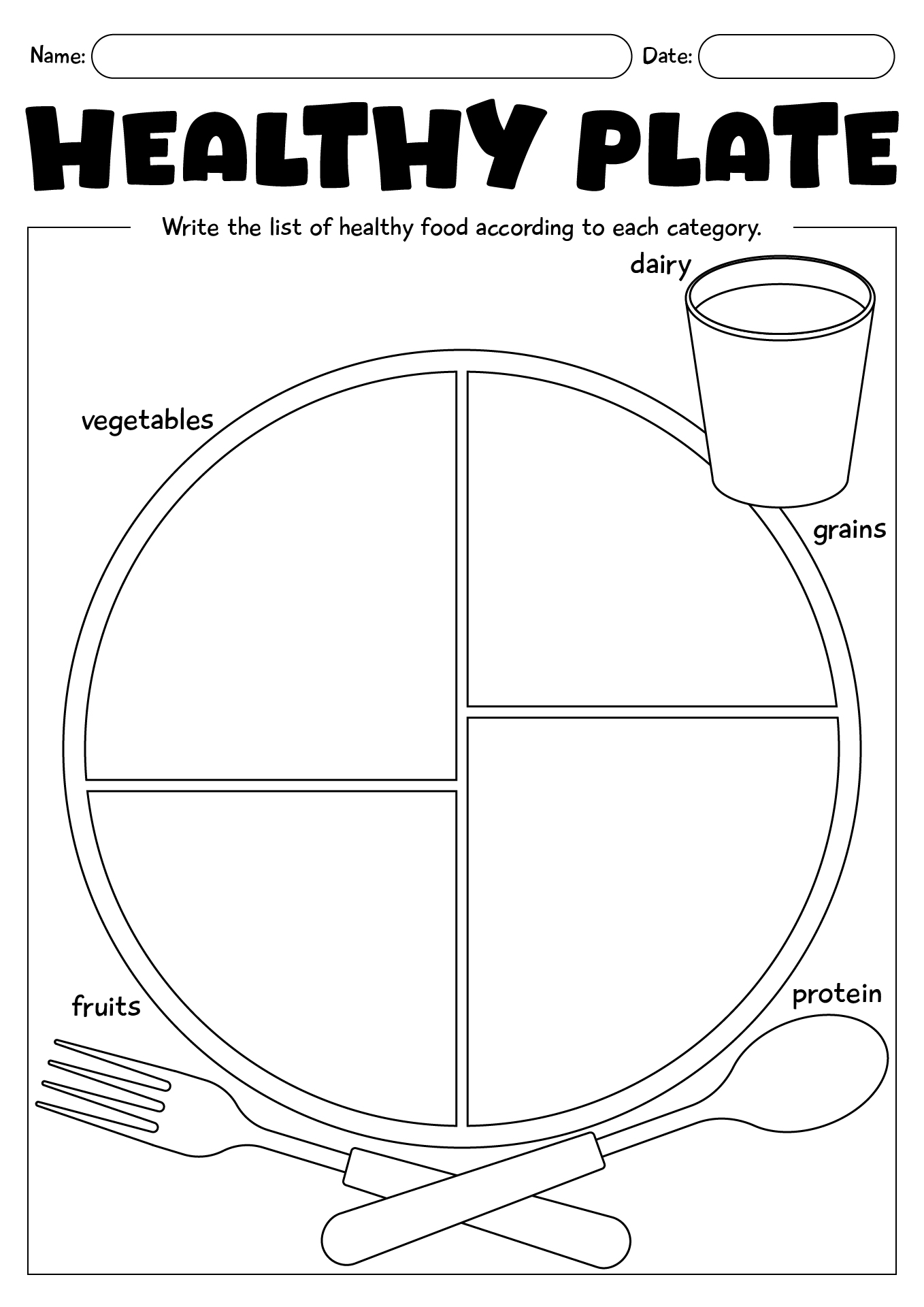 2nd Grade Healthy Plate Worksheets