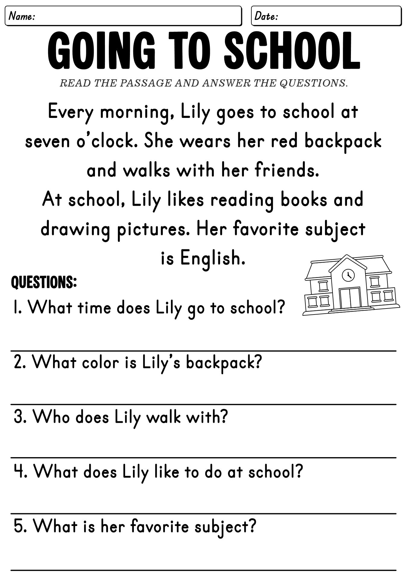 2nd Grade Reading Comprehension Worksheets