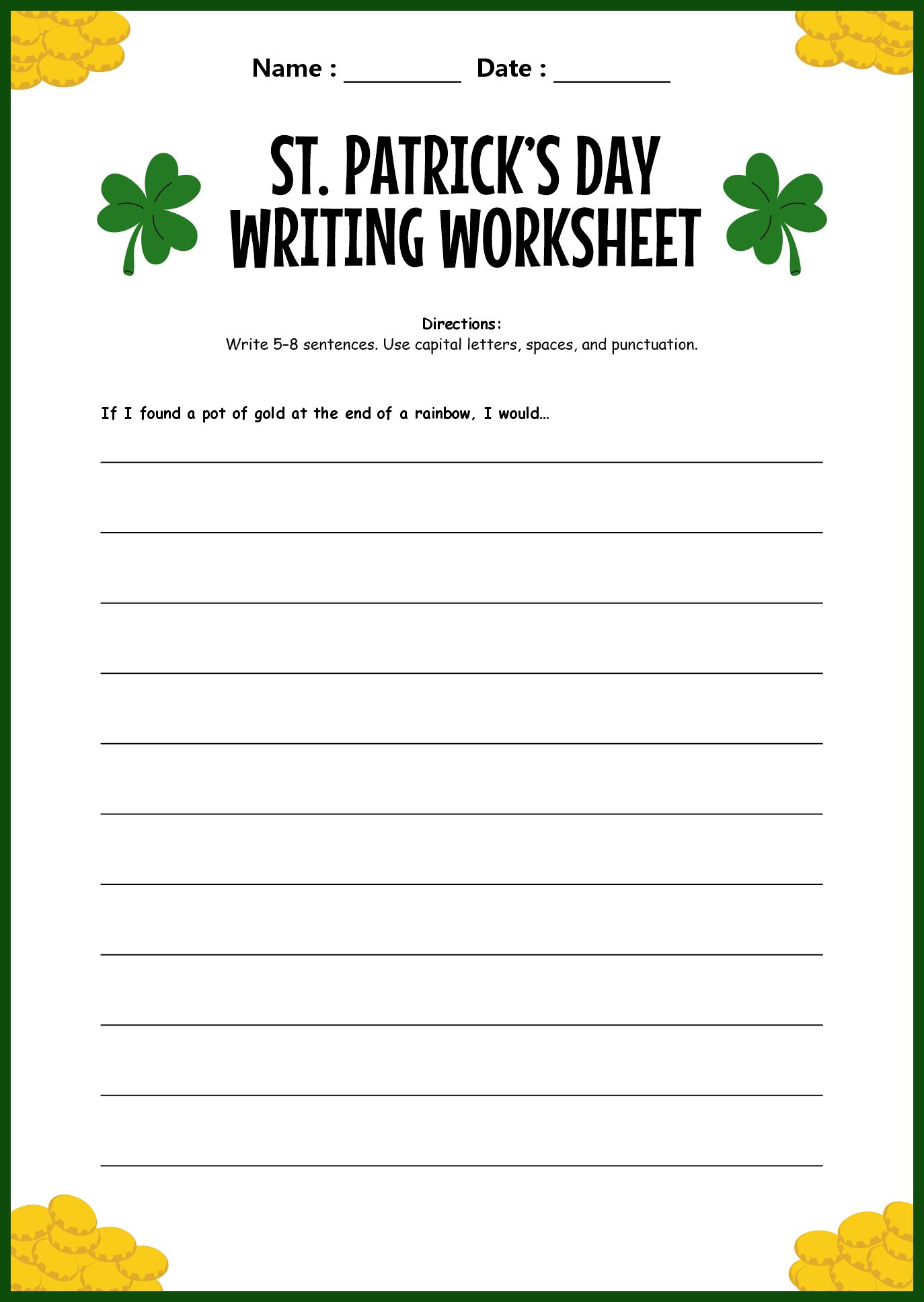 2nd Grade St. Patricks Day Writing Prompts