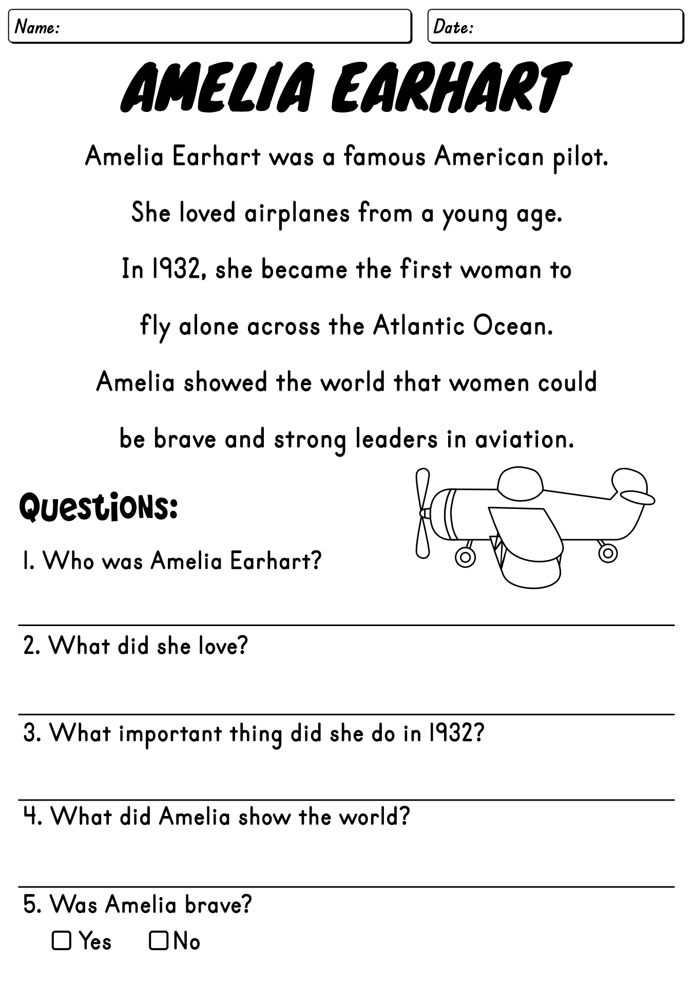 3rd Grade Womens History Month Biography Study Worksheets