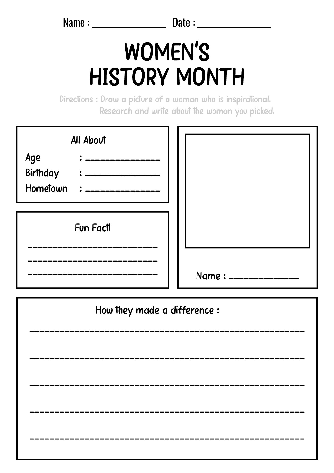 3rd Grade Womens History Month Biography Worksheets