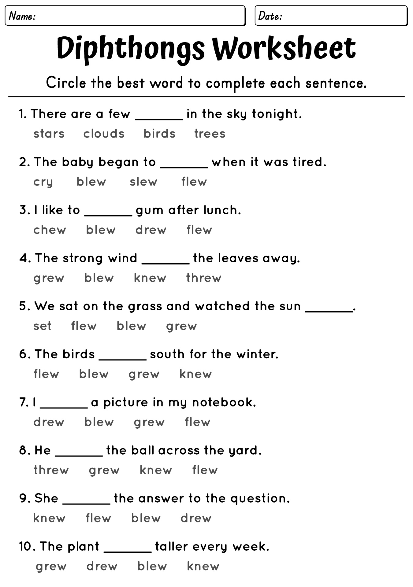 4th Grade Level Phonics Worksheets