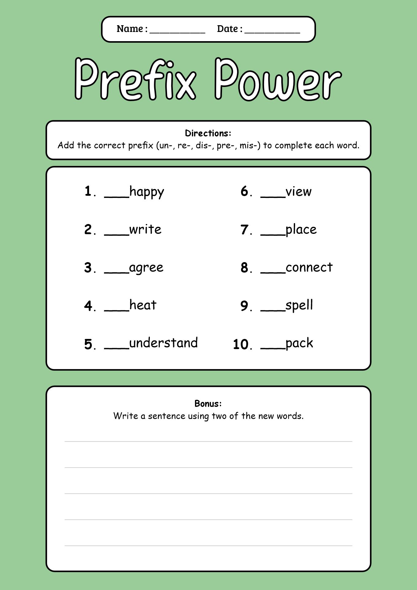 4th Grade Phonics Challenge Worksheets
