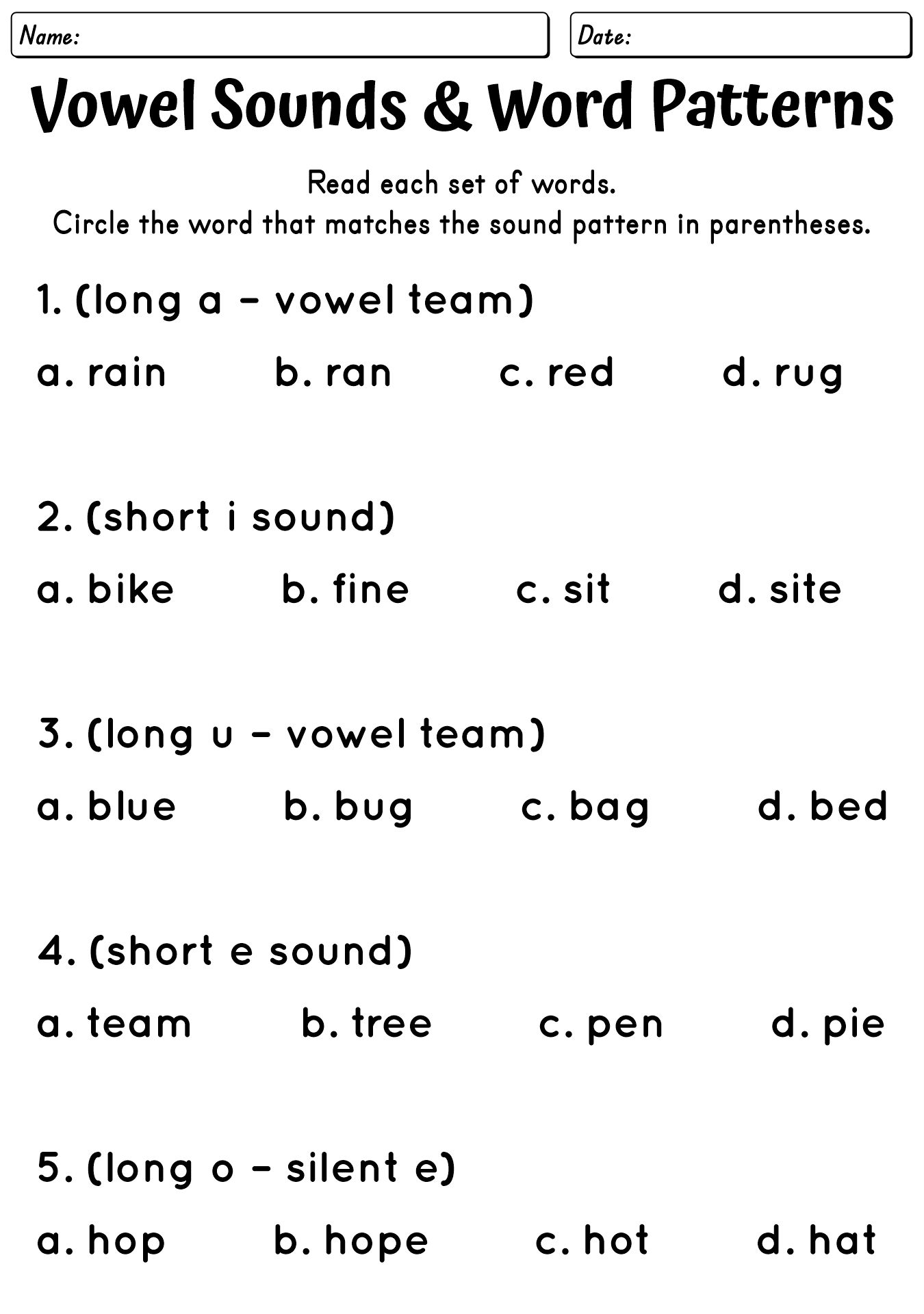4th Grade Phonics Exercises