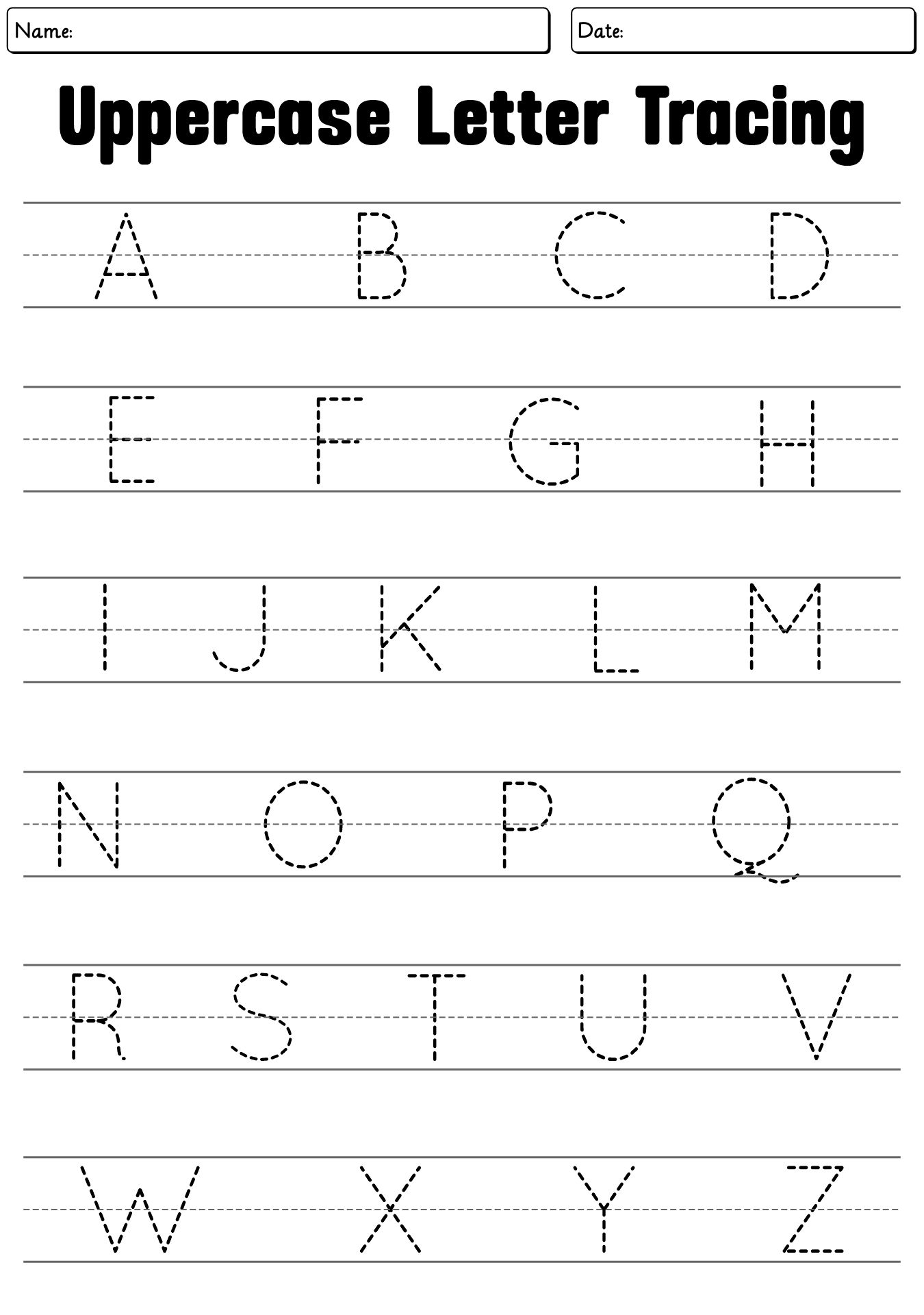 A-Z Alphabet Letter Tracing Worksheets