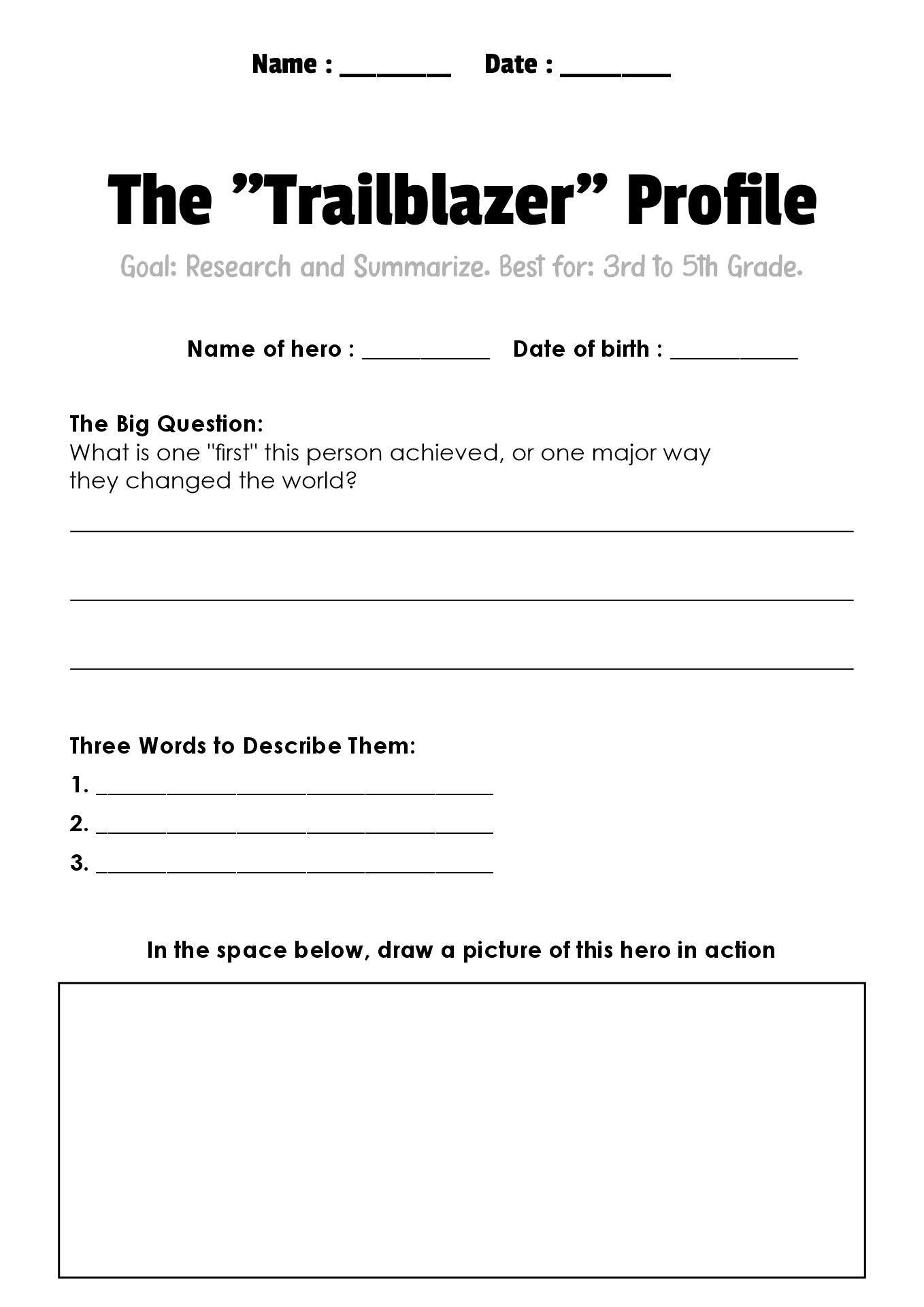African American Heroes Elementary Worksheets