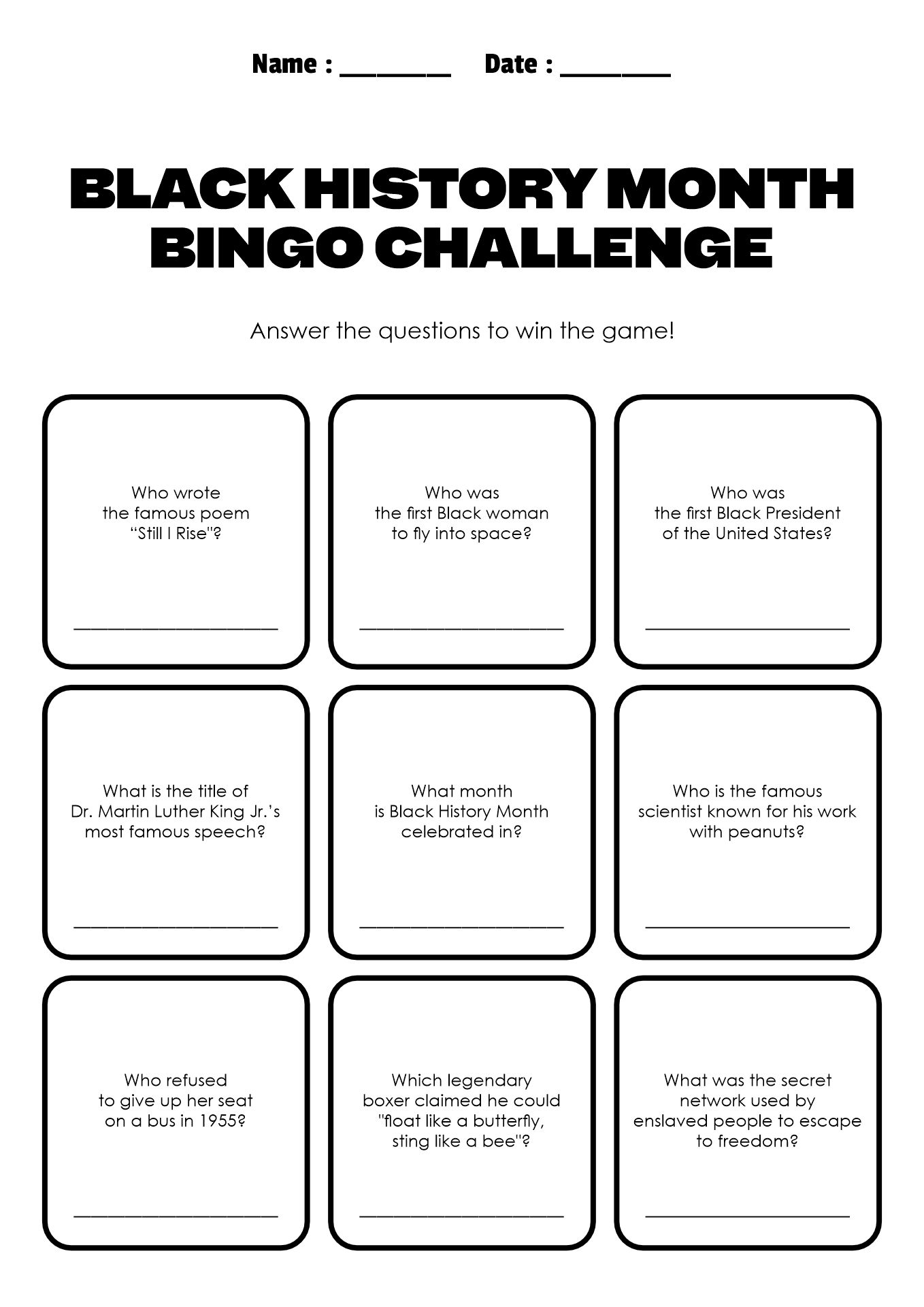 African American History Activities for Elementary School