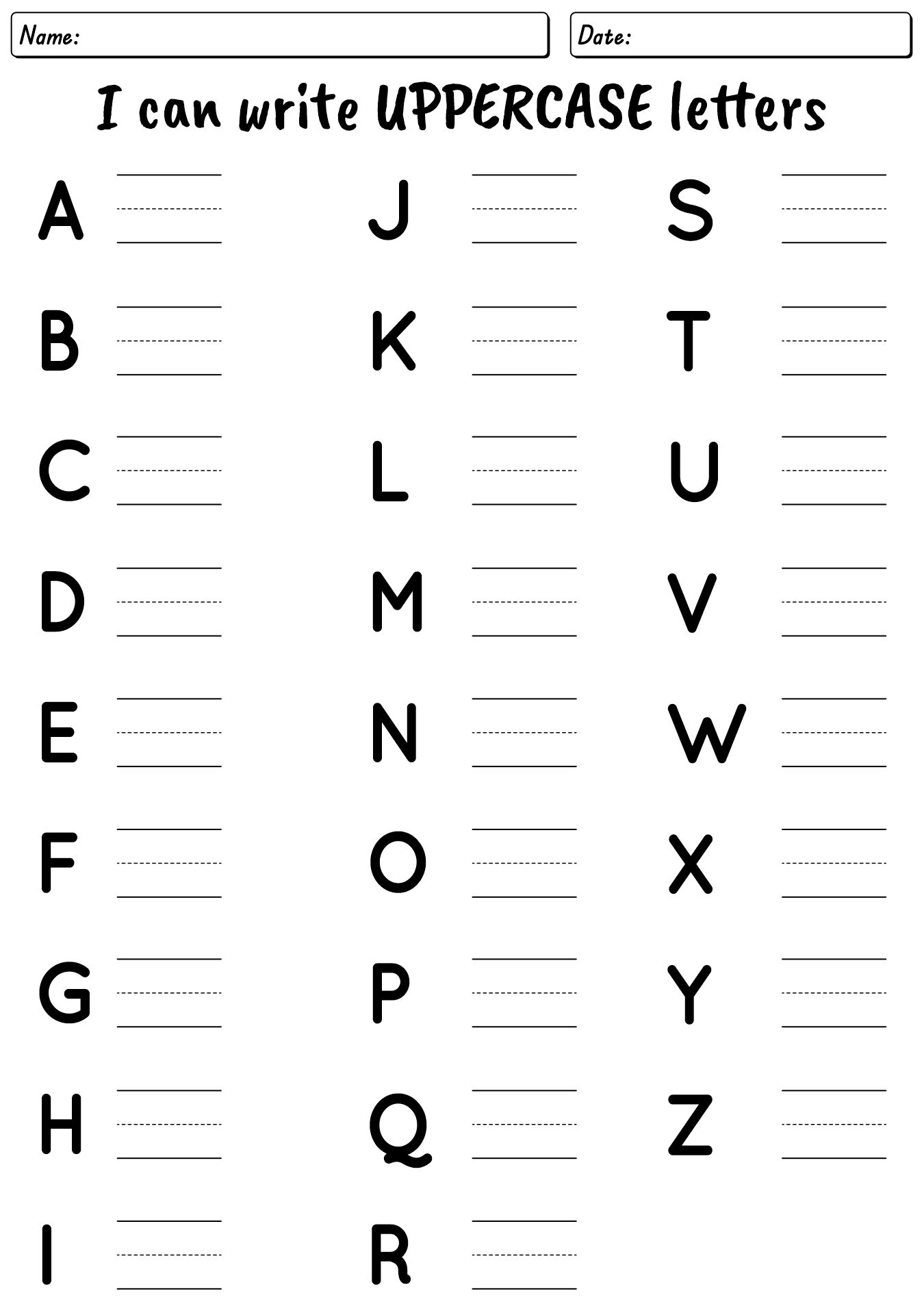 Alphabet Writing Worksheets For Preschool