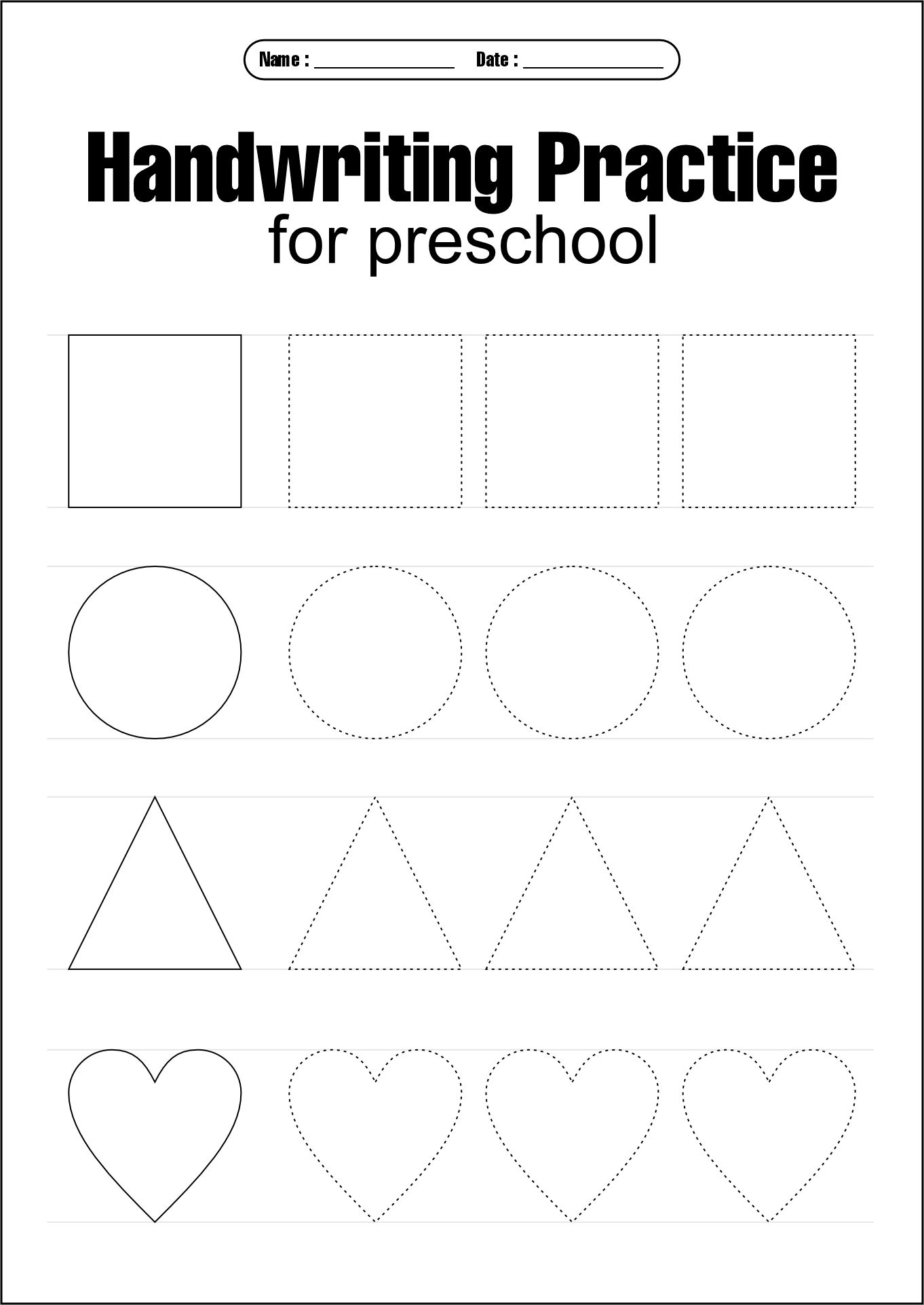 Beginner Preschool Handwriting Activities