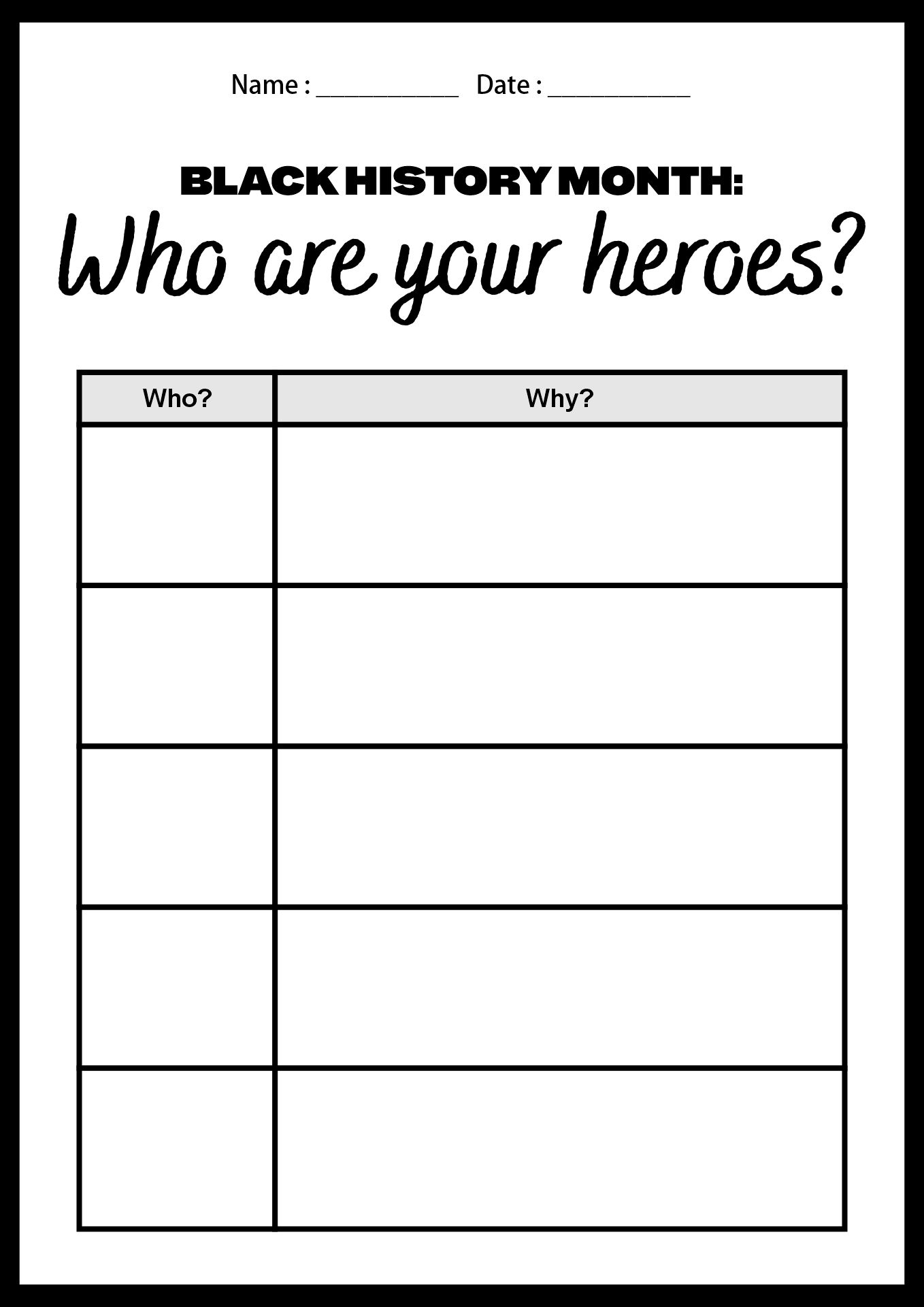 Black History Month Worksheets for Elementary Students