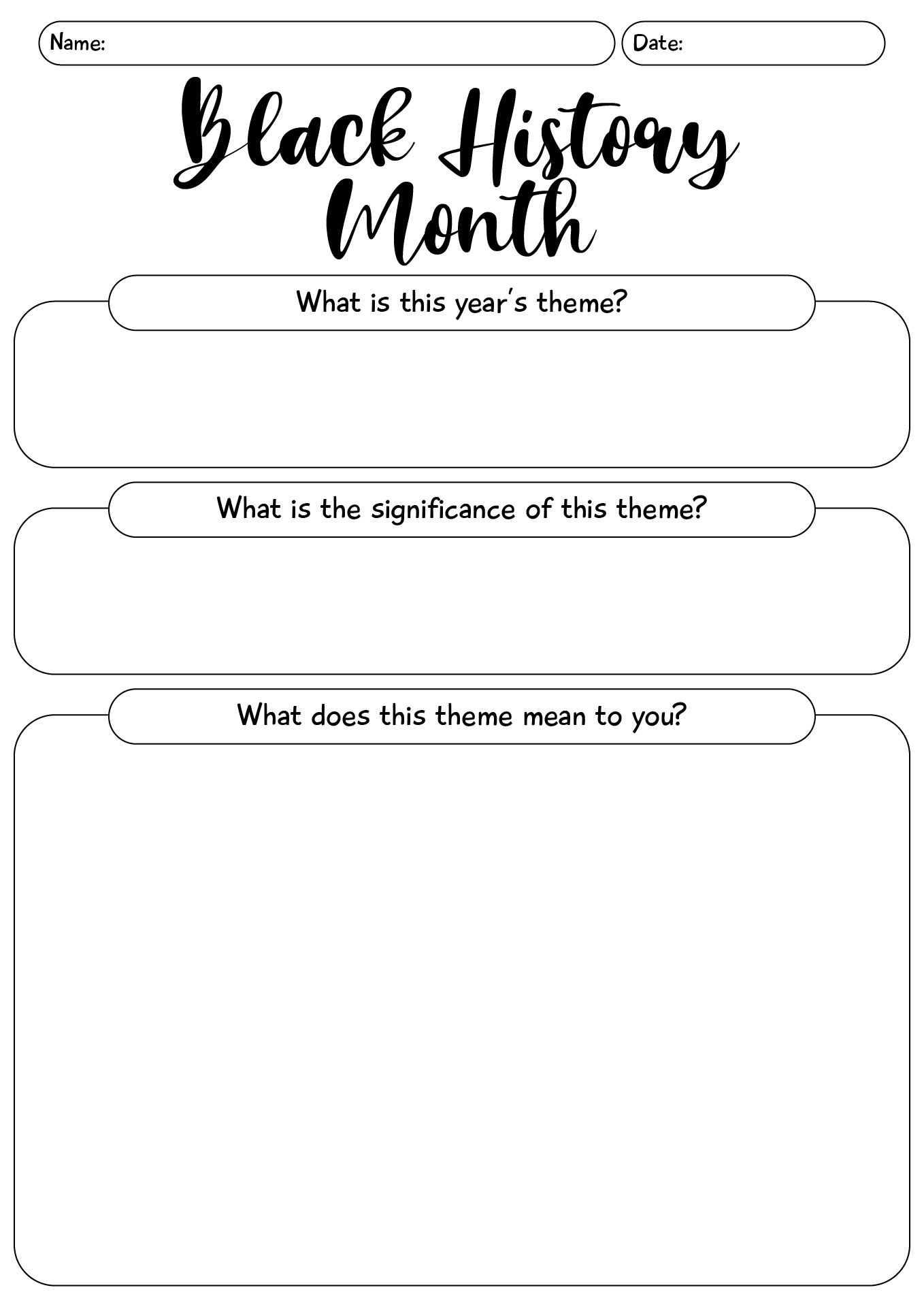Black History Month Worksheets For Students