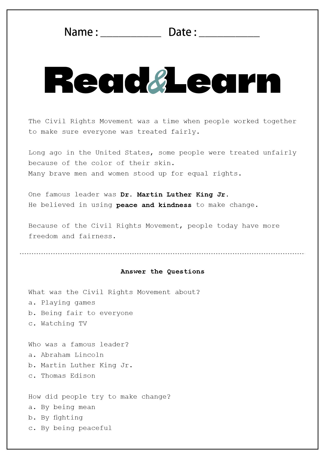Civil Rights Movement Resources for Young Learners