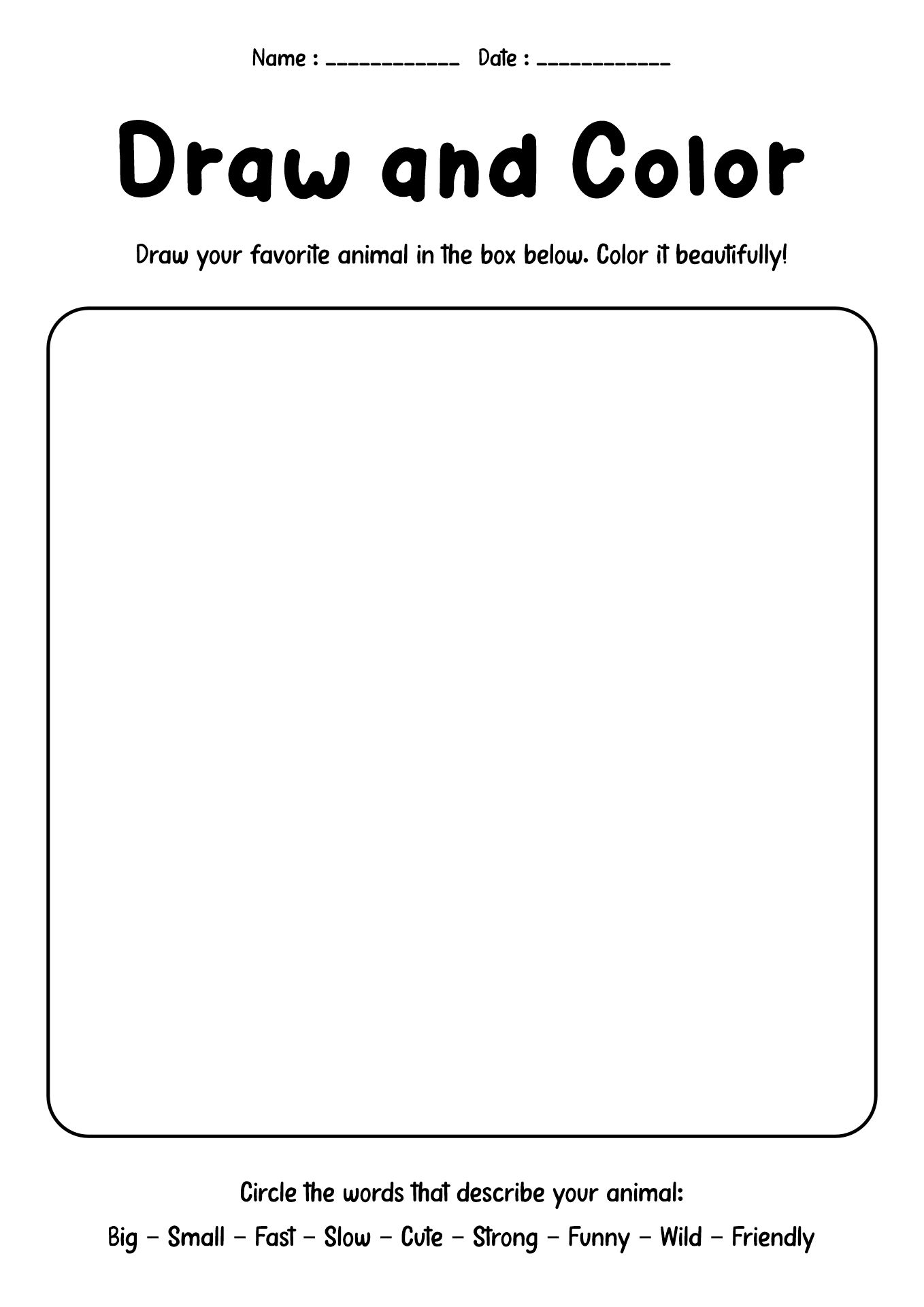 Class 1 Drawing Worksheet