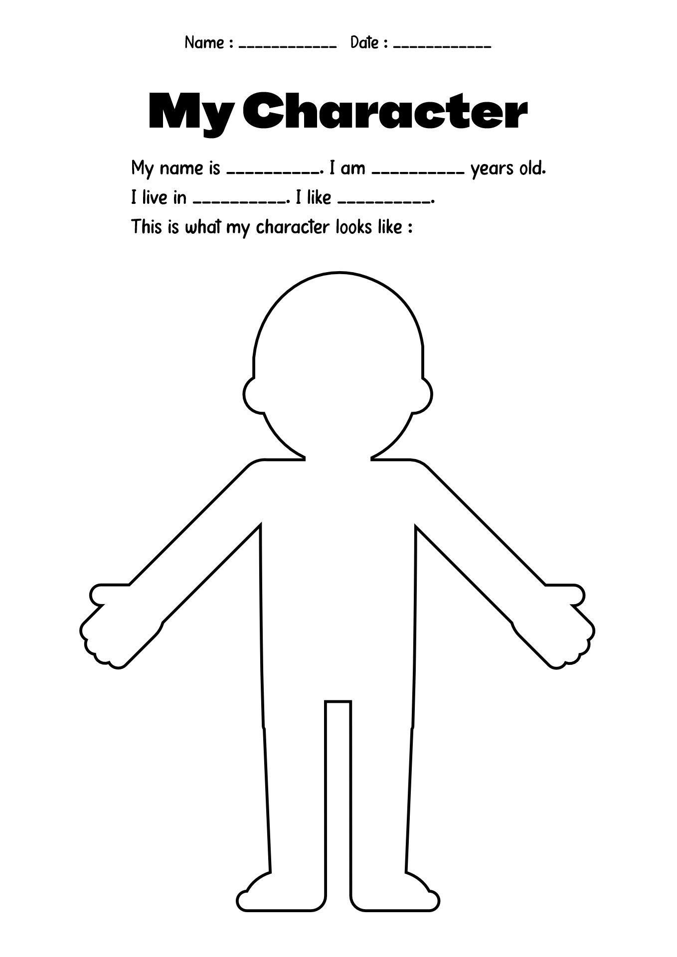 Creative 1st Grade Character Drawing Worksheets
