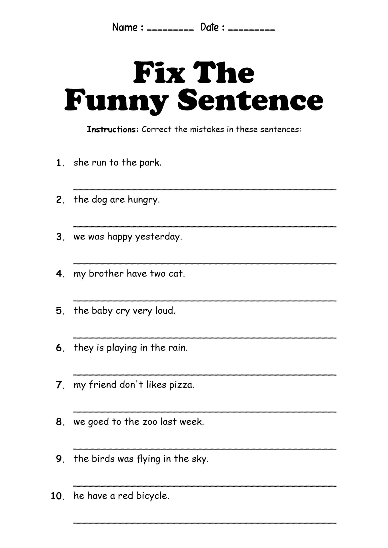 Creative English Exercises for 3rd Graders