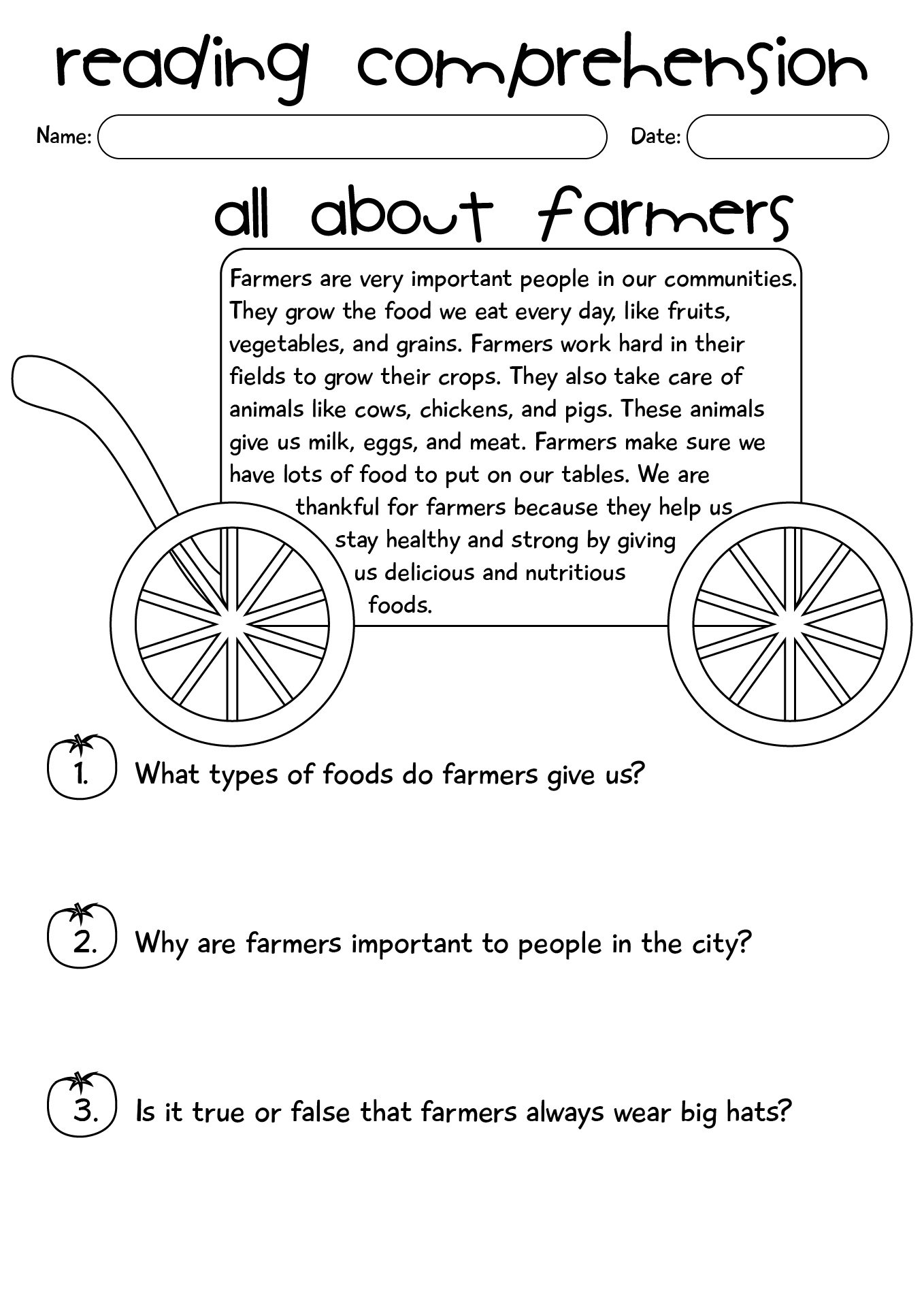 Early Reading Comprehension Worksheets