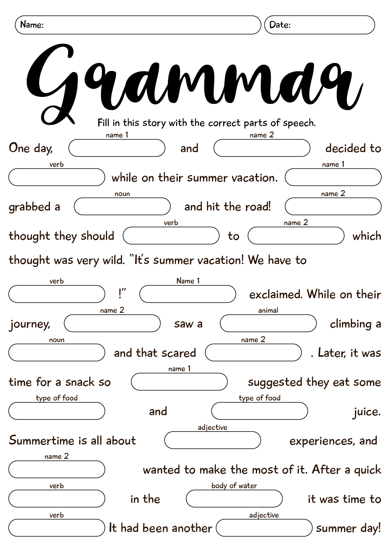 English Grammar And Writing Worksheet For 2nd Grade