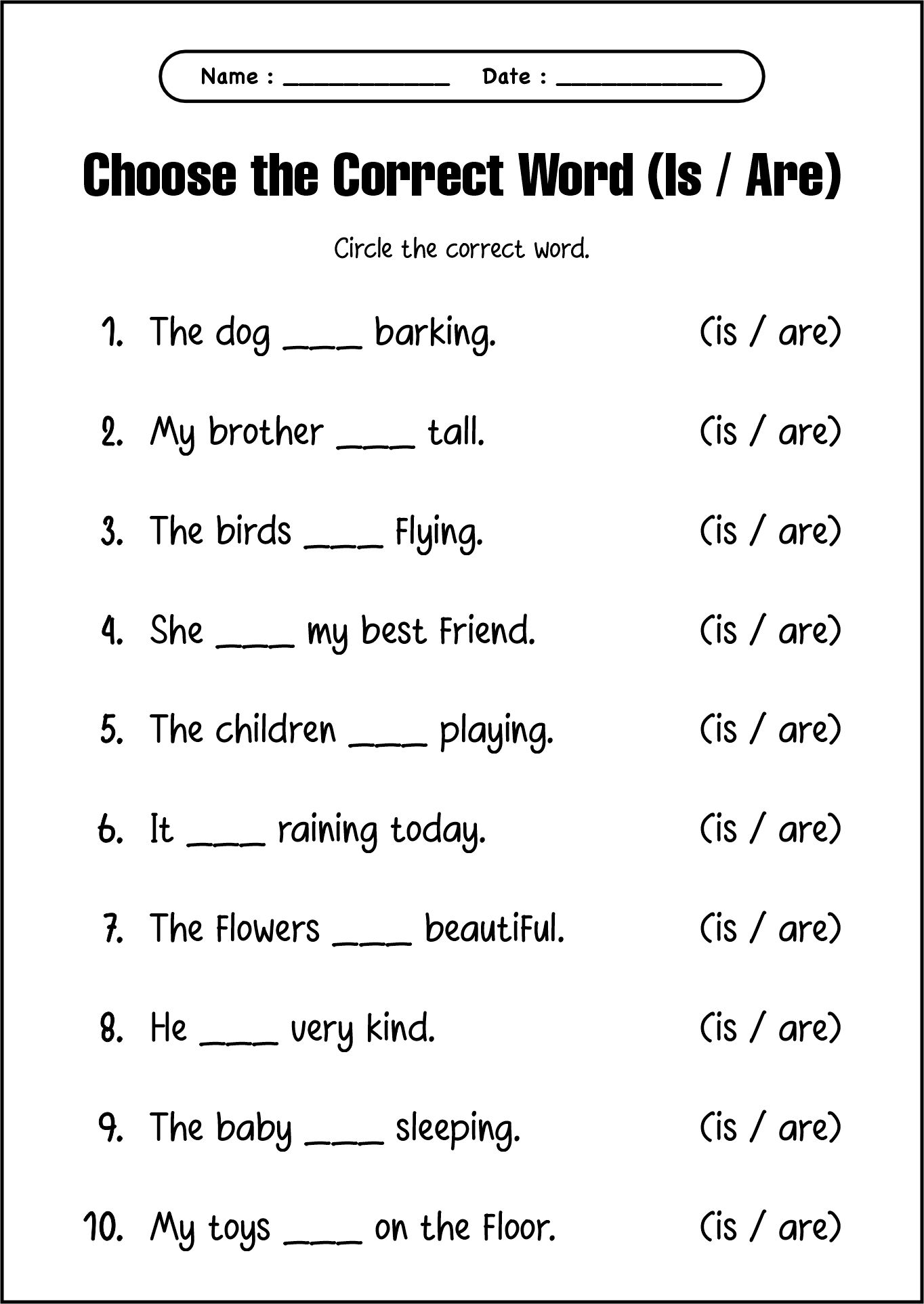 English Grammar Exercises for Second Graders