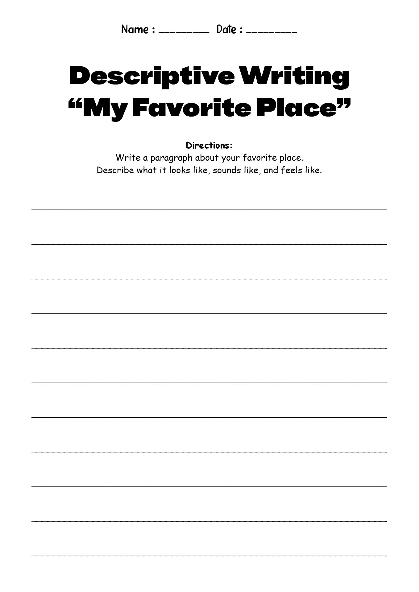 English Writing Worksheets for 3rd Grade Students