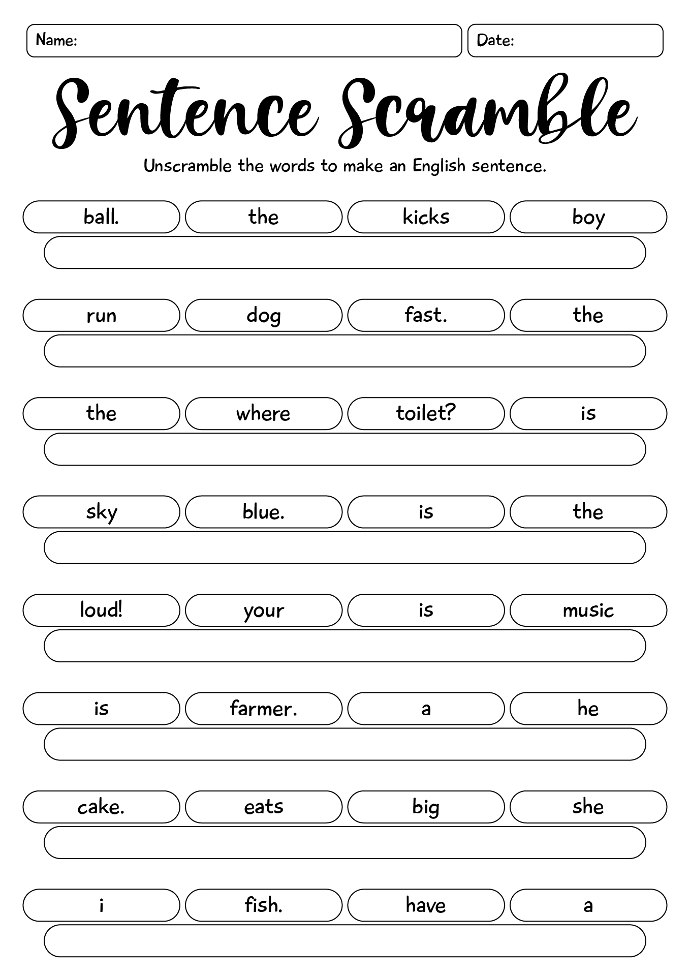 ESL Worksheets For Second Grade