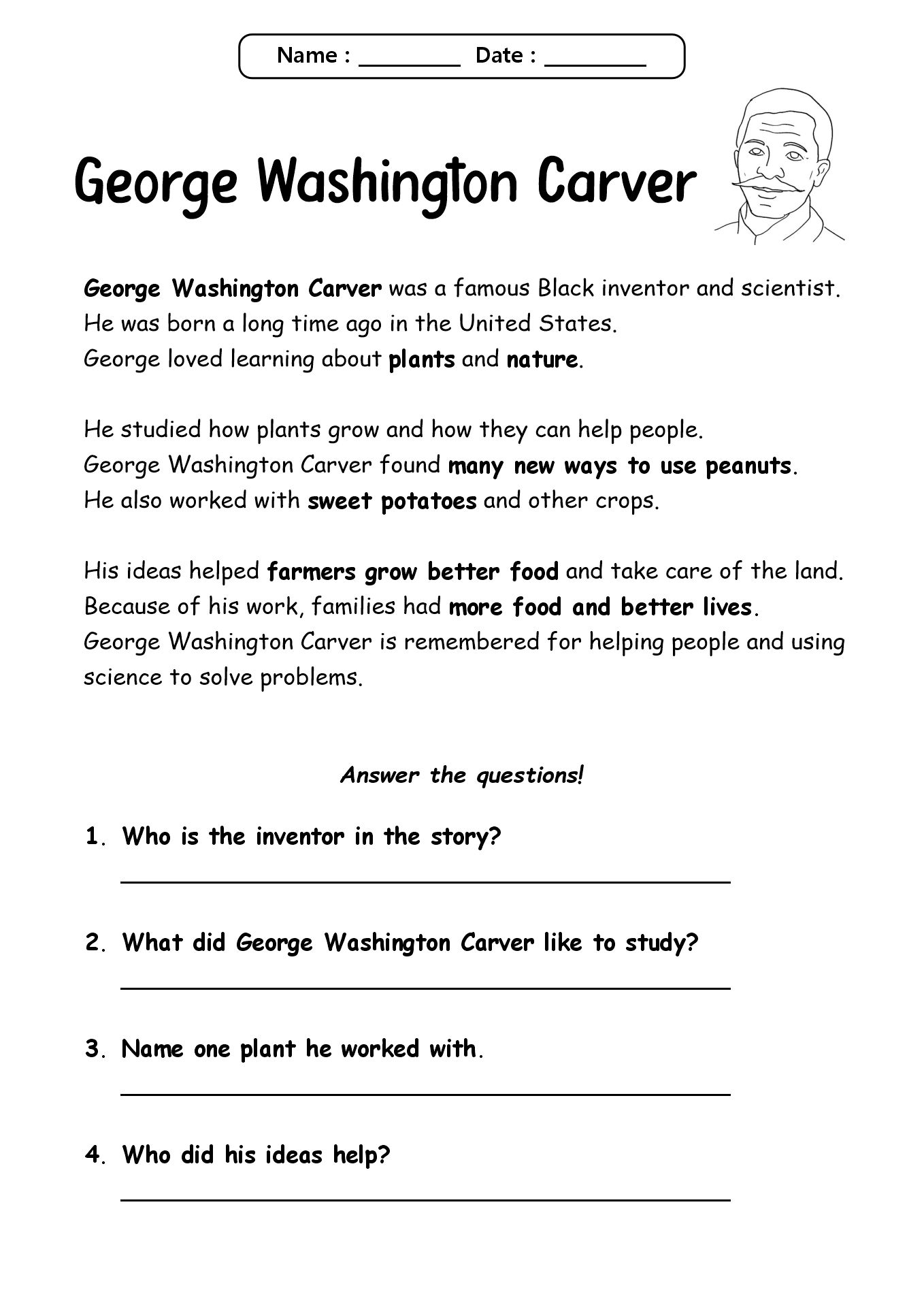Famous Black Inventors Worksheets for 2nd Grade