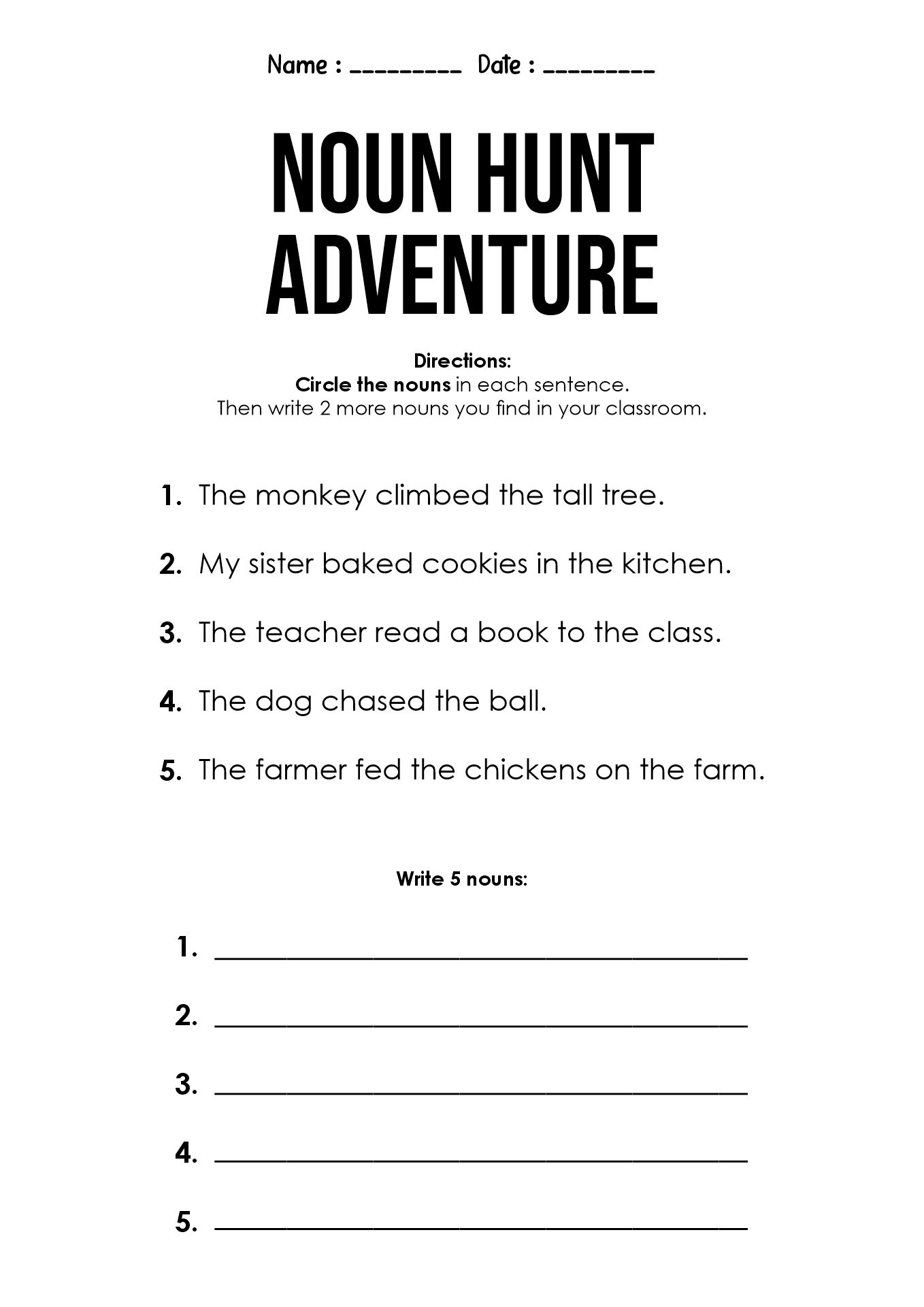 Fun English Grammar Worksheets for 3rd Graders