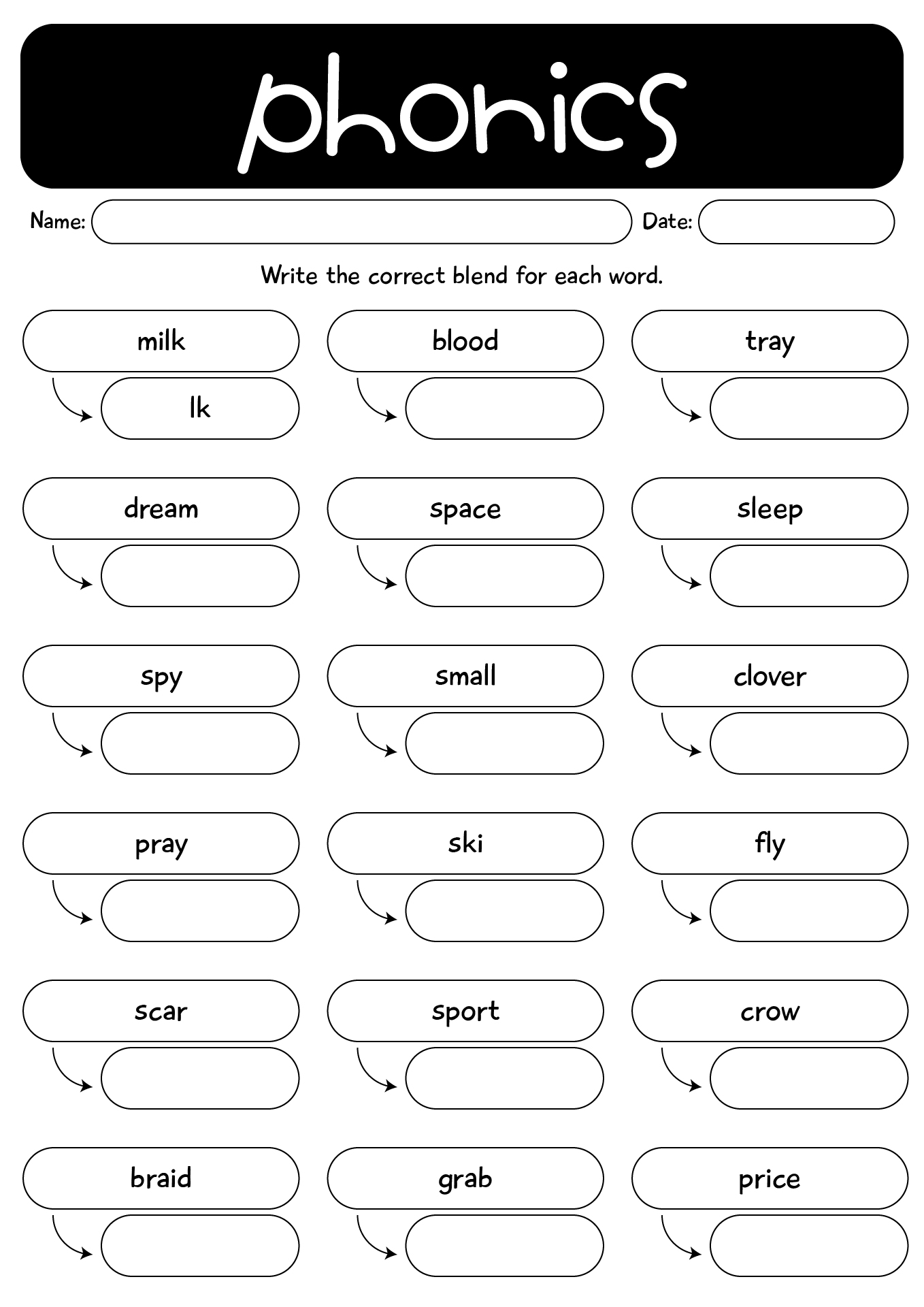 Grade 2 Phonics Practice Sheet