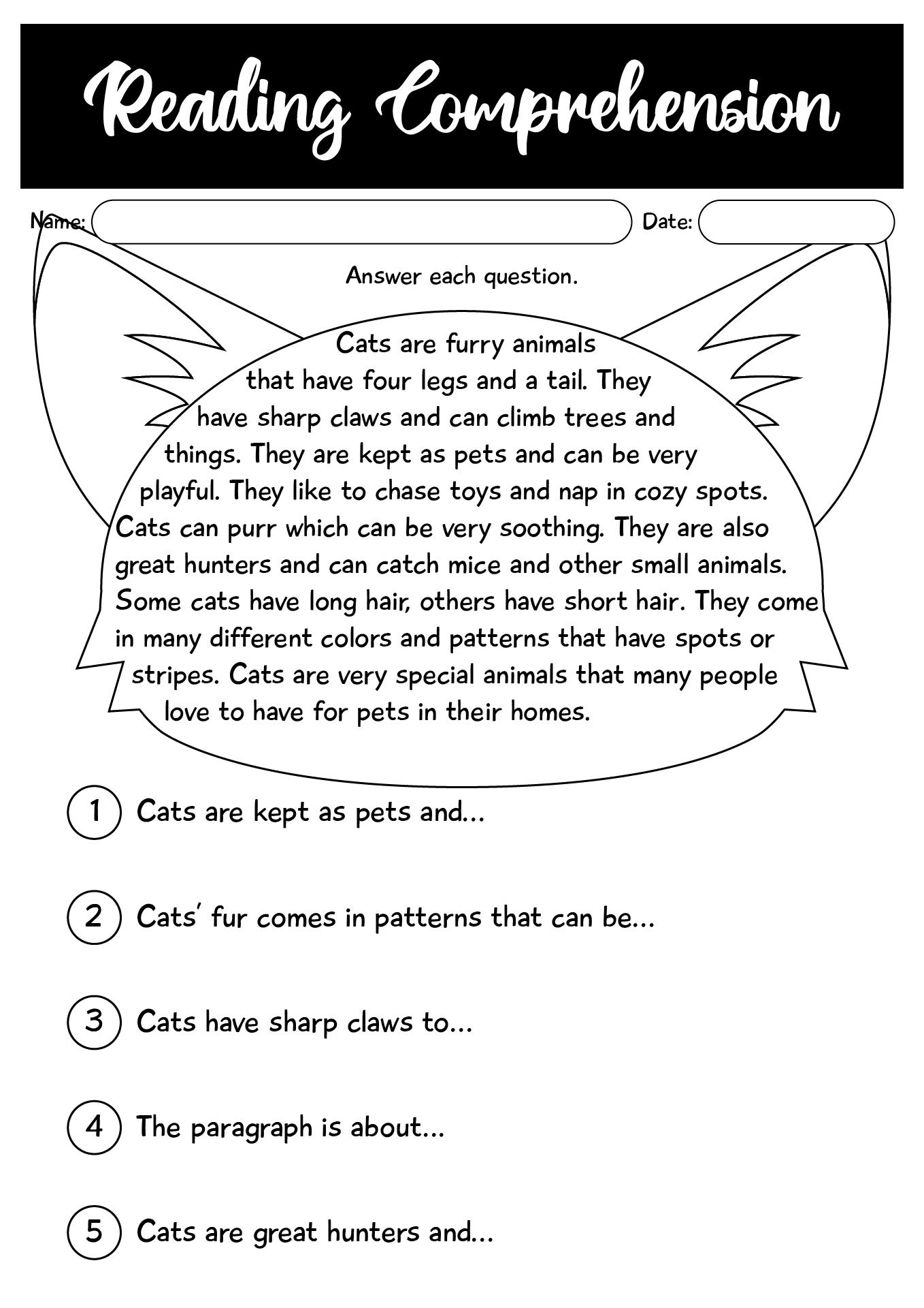 Grade 2 Reading Comprehension Worksheets
