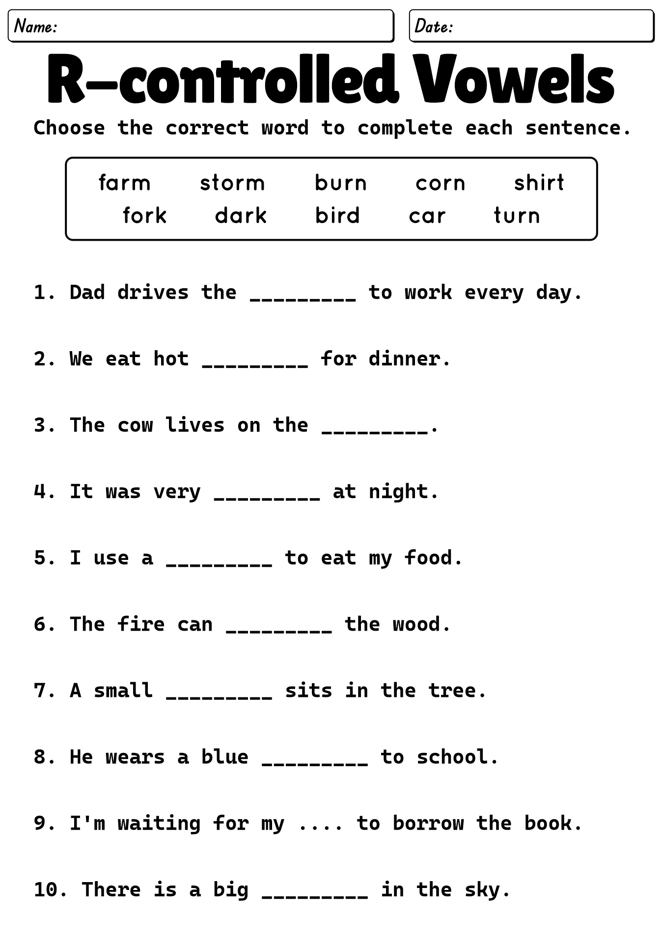 Grade 4 Phonics Practice Worksheet