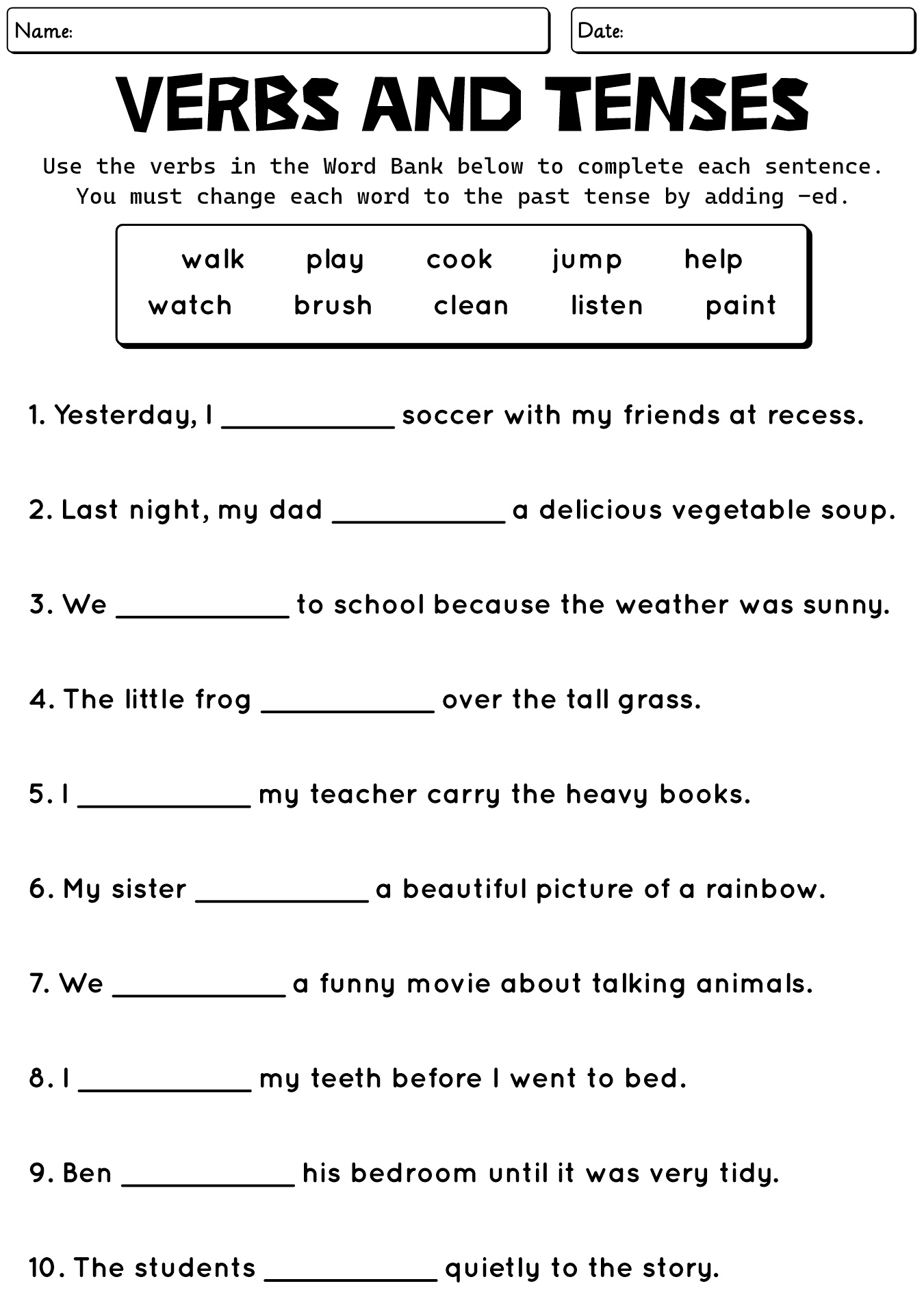 Grammar Activity Worksheets For Second Grade