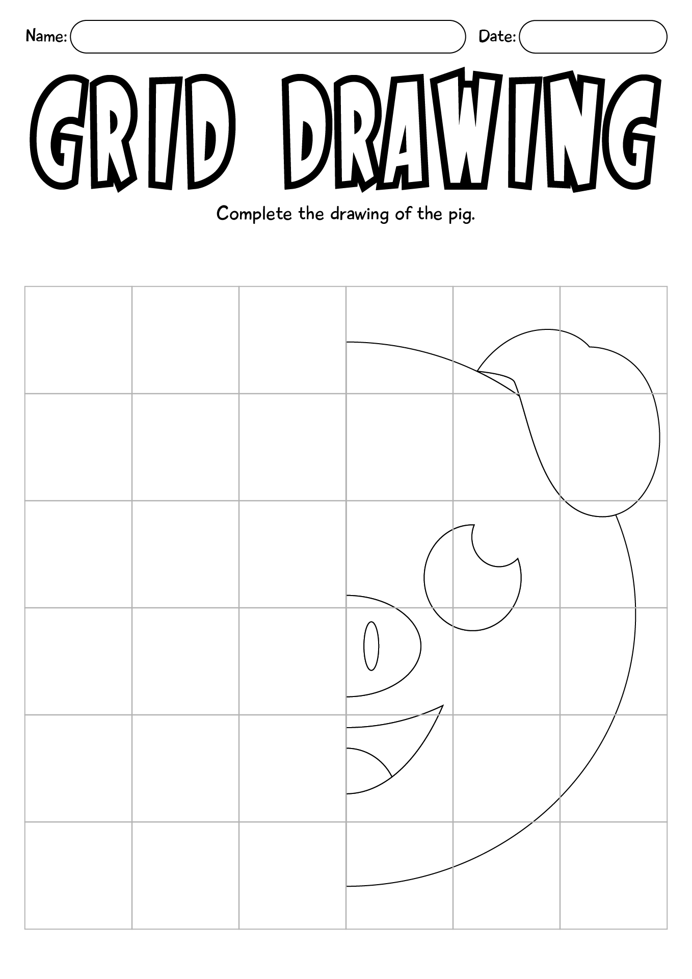 Grid Art Drawing Practice Sheet