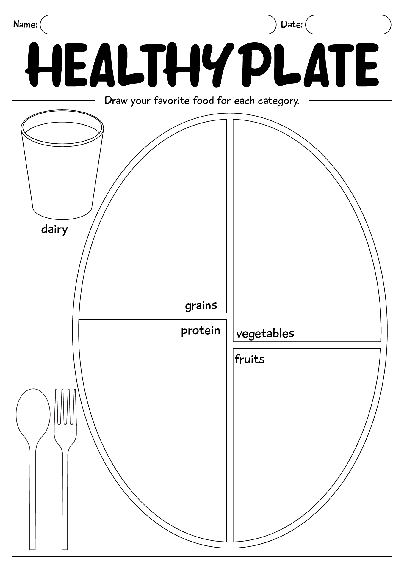 Healthy Food Plate Worksheet For Second Grade