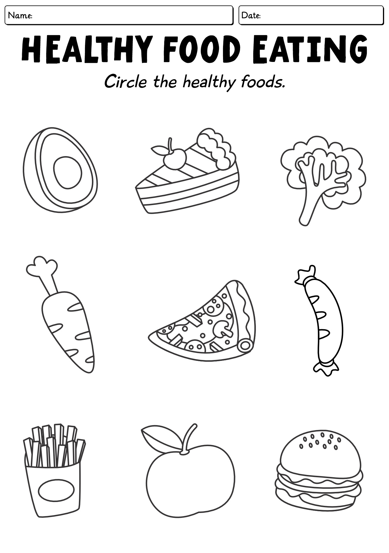 Healthy Foods Worksheet For Elementary Students